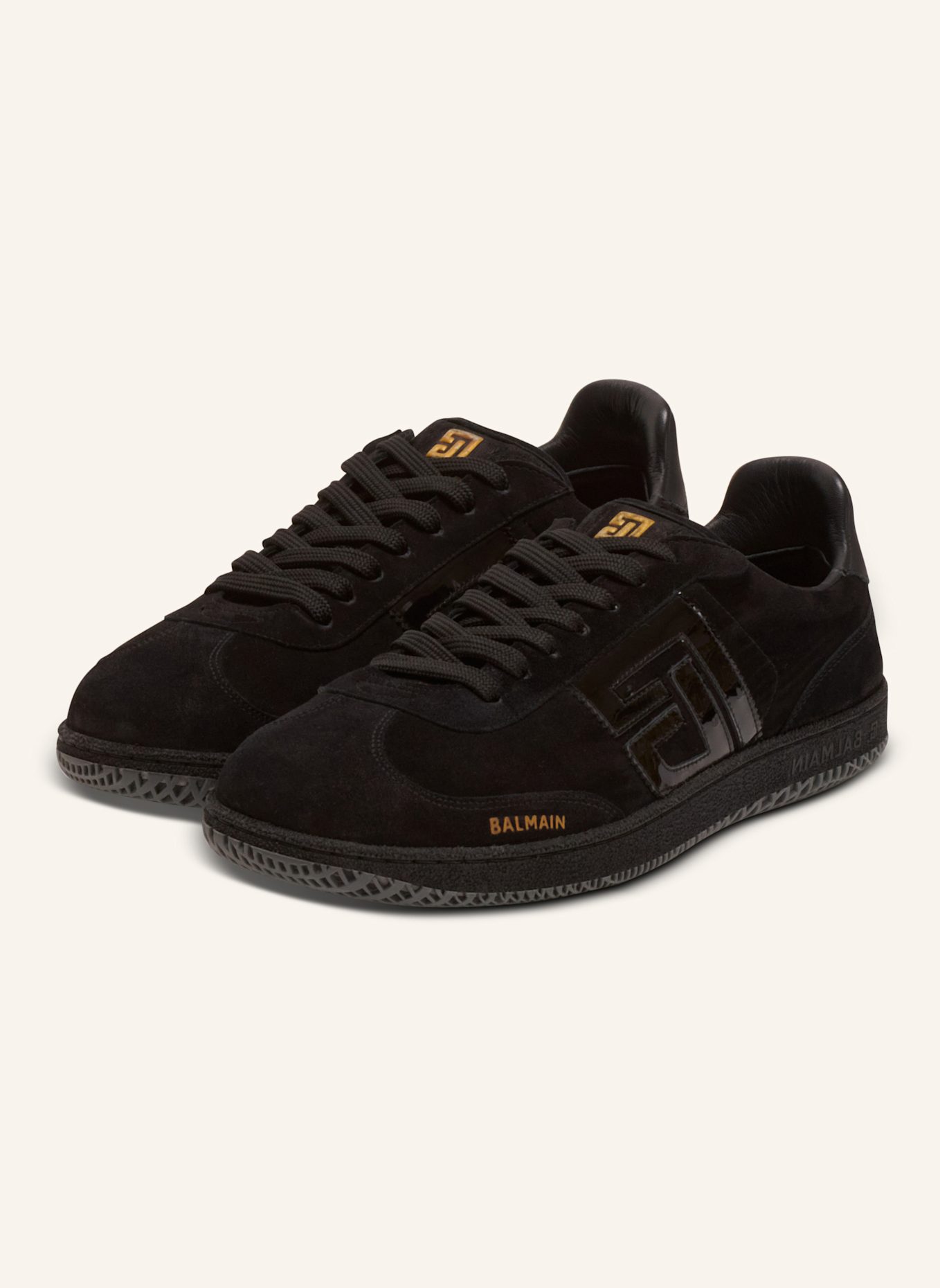 BALMAIN Sneakers Balmain Swan aus Wildleder und Lackleder: SCHWARZ