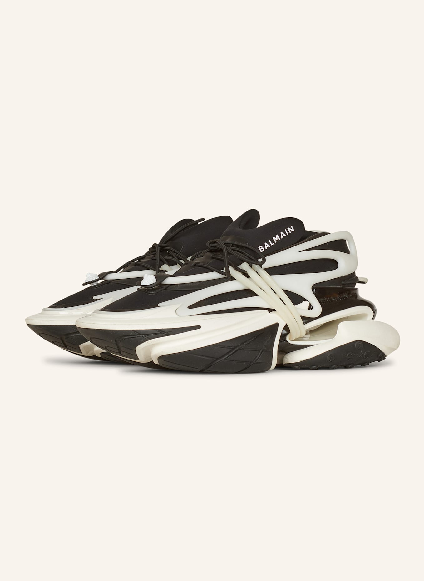 BALMAIN Low-Top-Sneakers Unicorn aus Neopren und Leder: SCHWARZ
