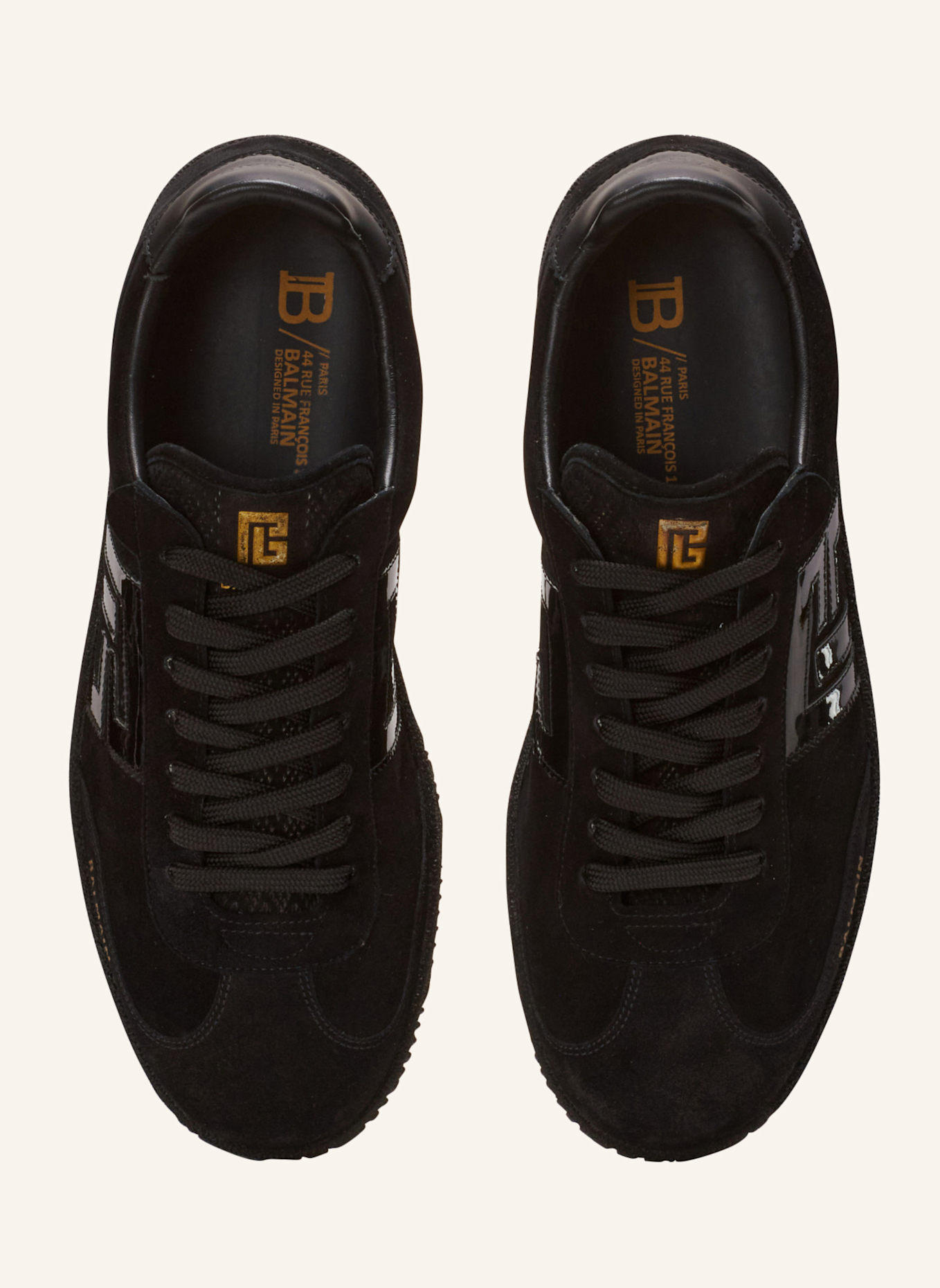 BALMAIN Sneakers Balmain Swan aus Wildleder und Lackleder: SCHWARZ