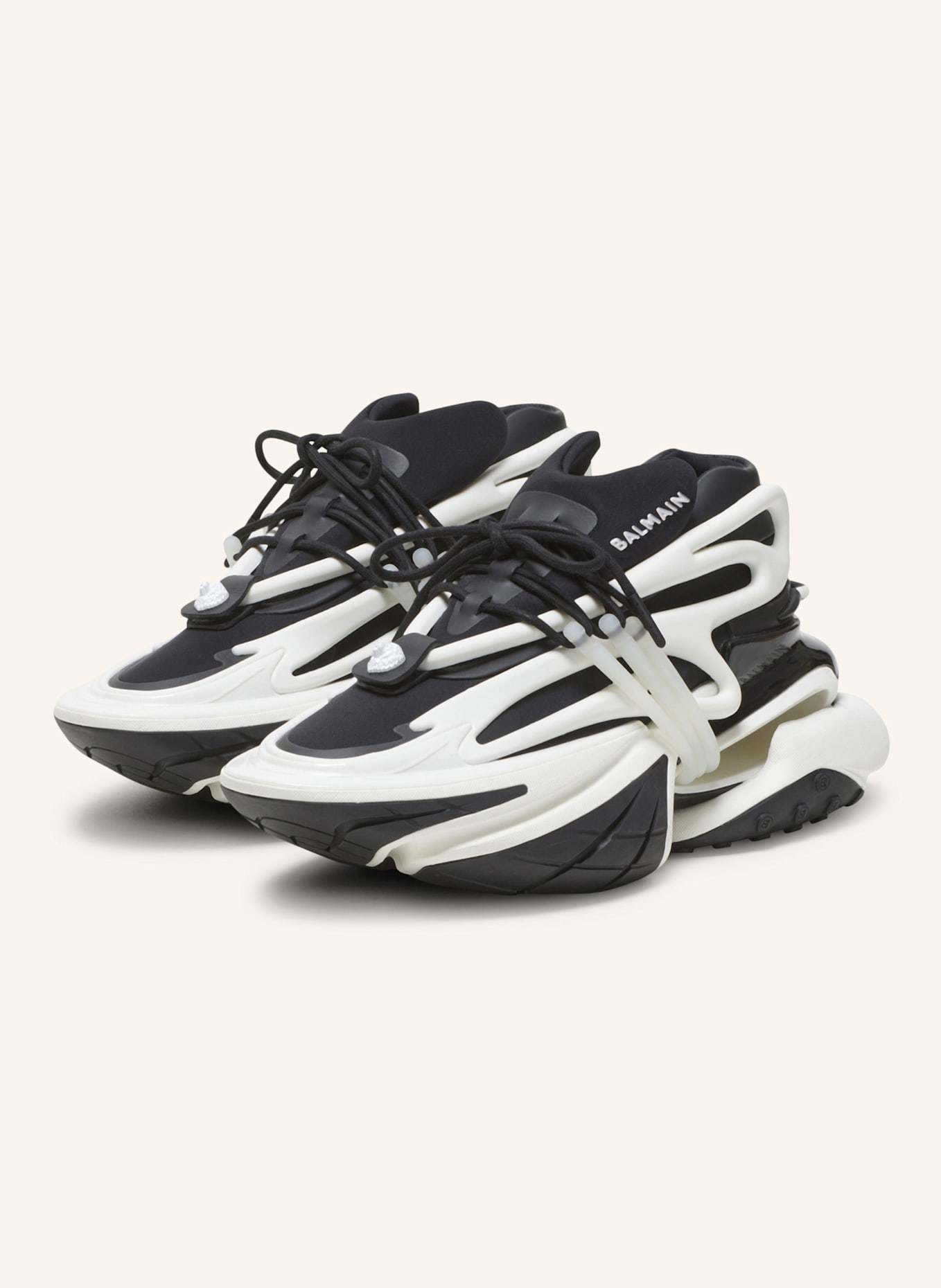 BALMAIN Sneakers Unicorn aus zweifarbigem Neopren und Leder: SCHWARZ