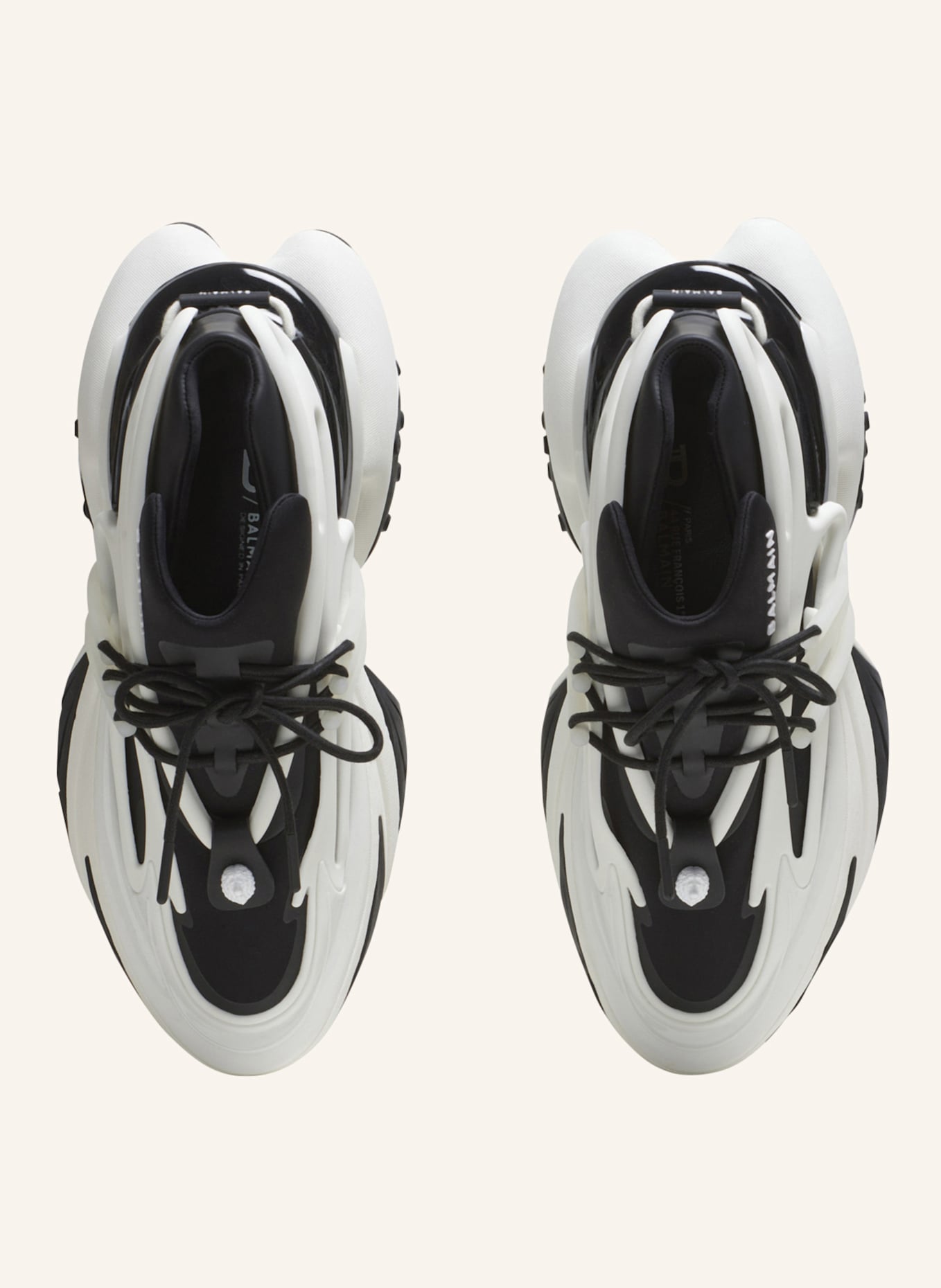 BALMAIN Sneakers Unicorn aus zweifarbigem Neopren und Leder: SCHWARZ