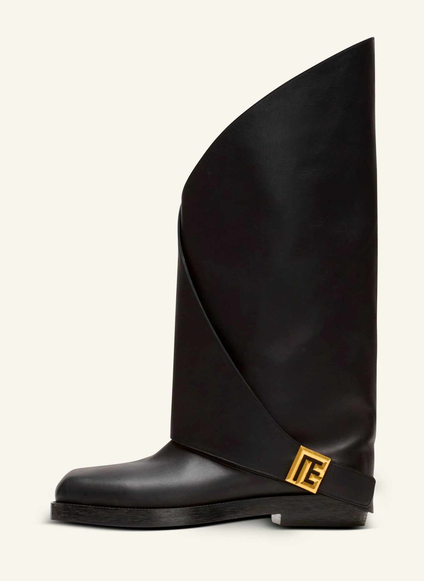 BALMAIN Flache Stiefel Twist aus Leder: SCHWARZ