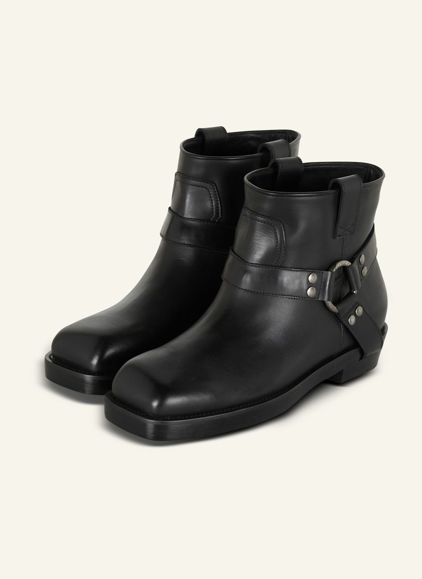BALMAIN Biker-Stiefeletten aus Kalbsleder: SCHWARZ