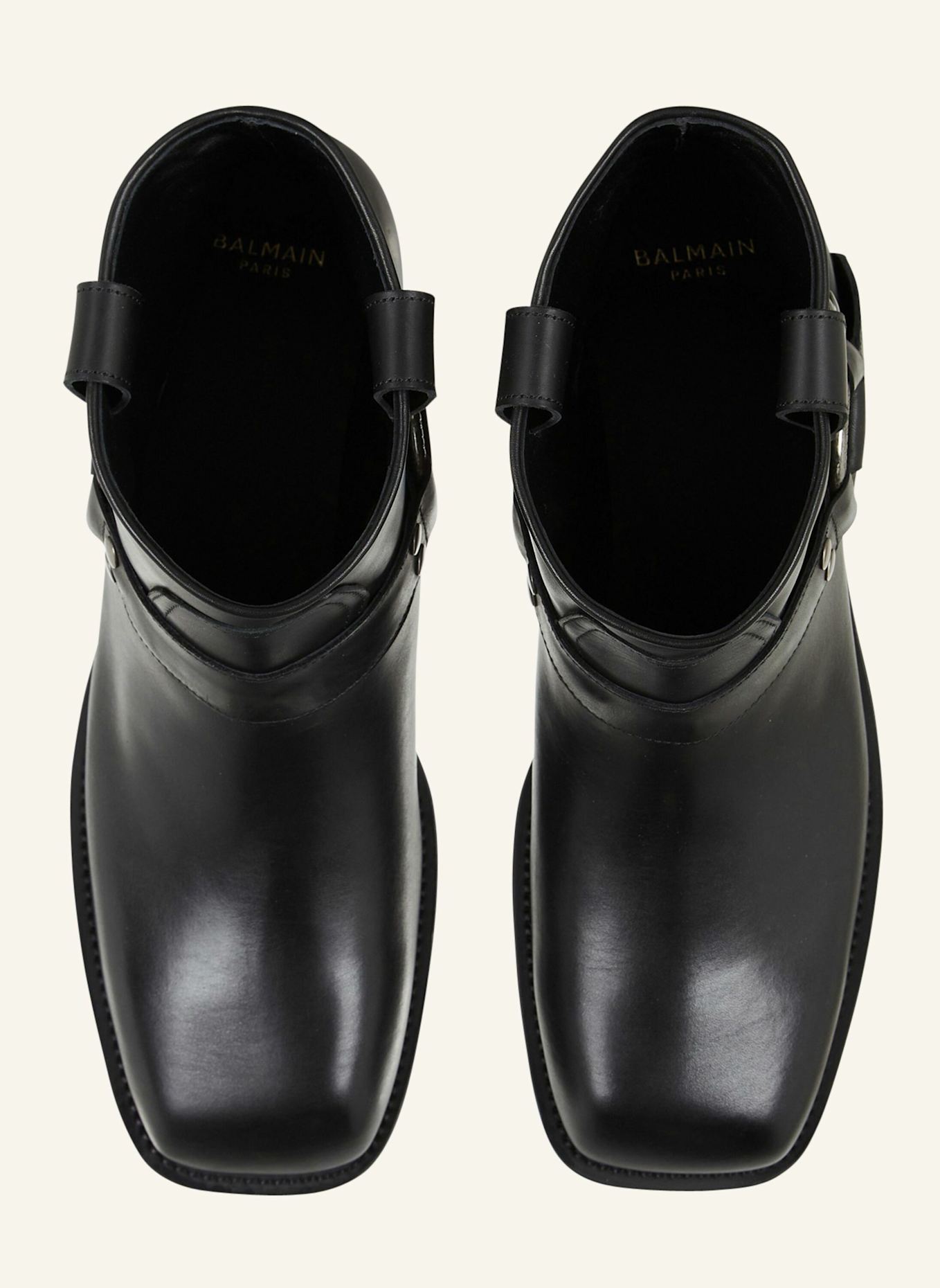 BALMAIN Biker-Stiefeletten aus Kalbsleder: SCHWARZ