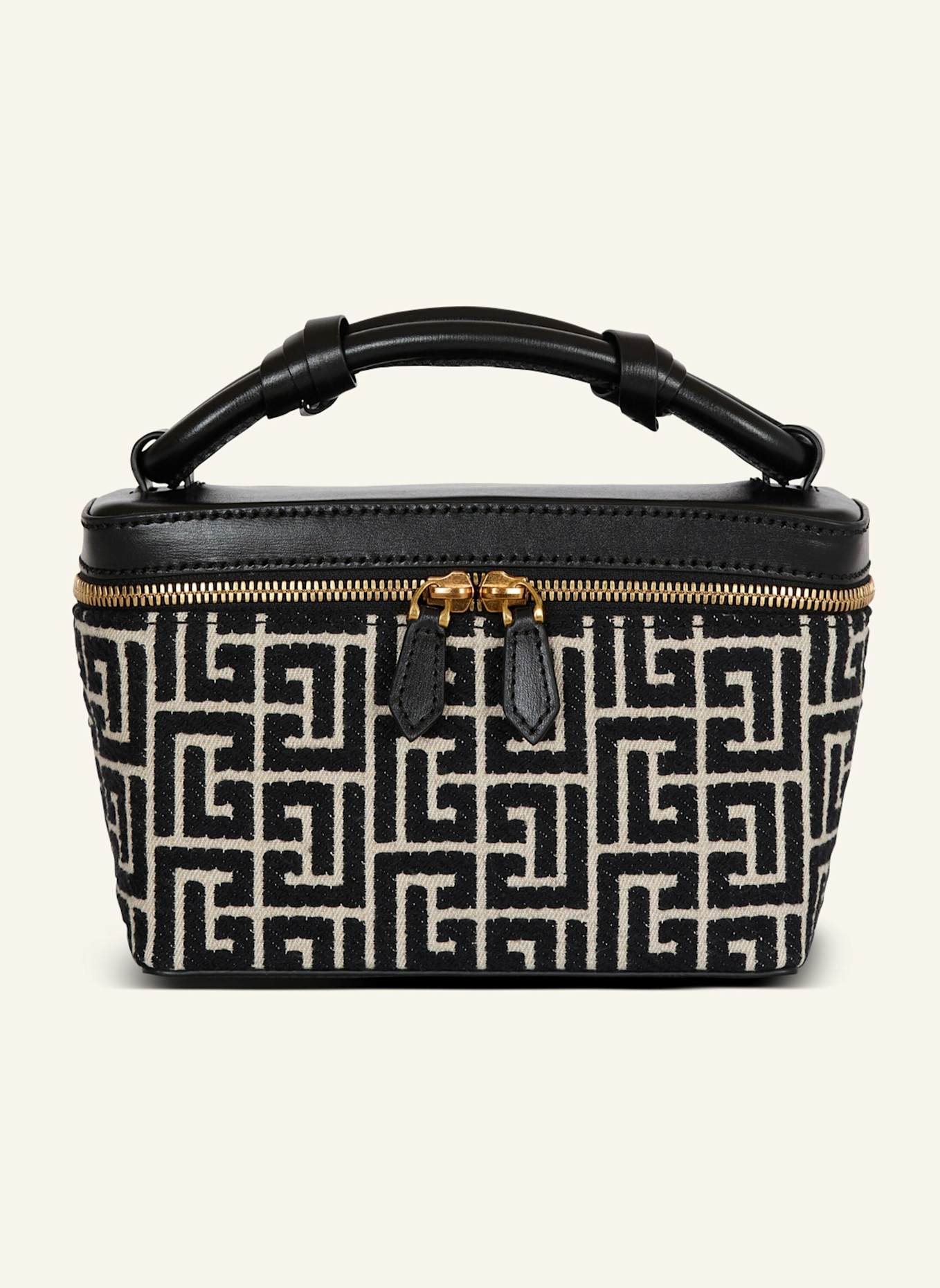 BALMAIN Beautycase B-Army aus Canvas mit Monogramm-Muster und Leder: SCHWARZ