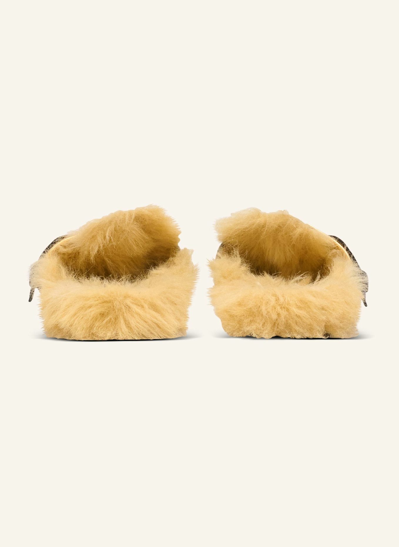 BALMAIN Flache Pantoletten aus pelzgefüttertem Leder: SCHWARZ