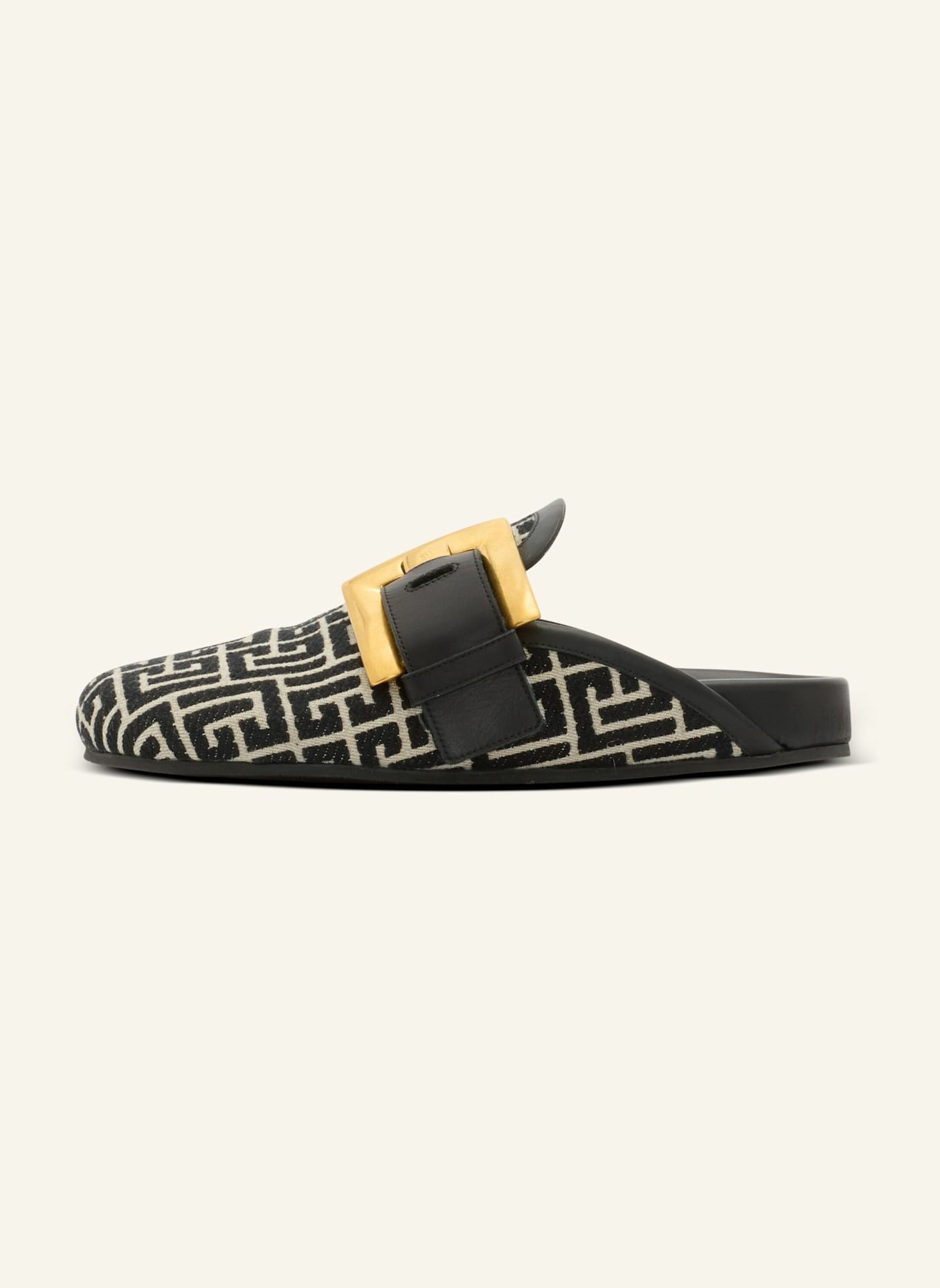 BALMAIN Pantoletten Anthem aus Jacquard-Canvas mit PB-Monogramm: SCHWARZ