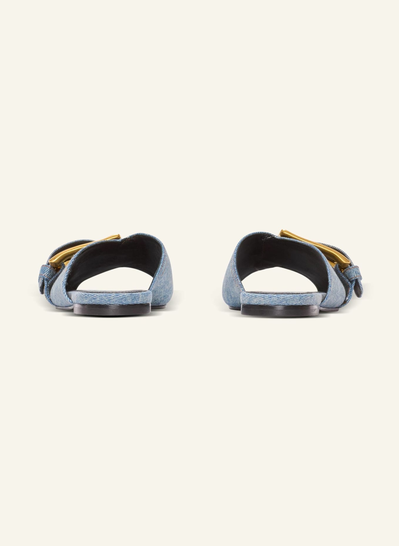 BALMAIN Flache Sandalen Anthem aus Denim: BLAU