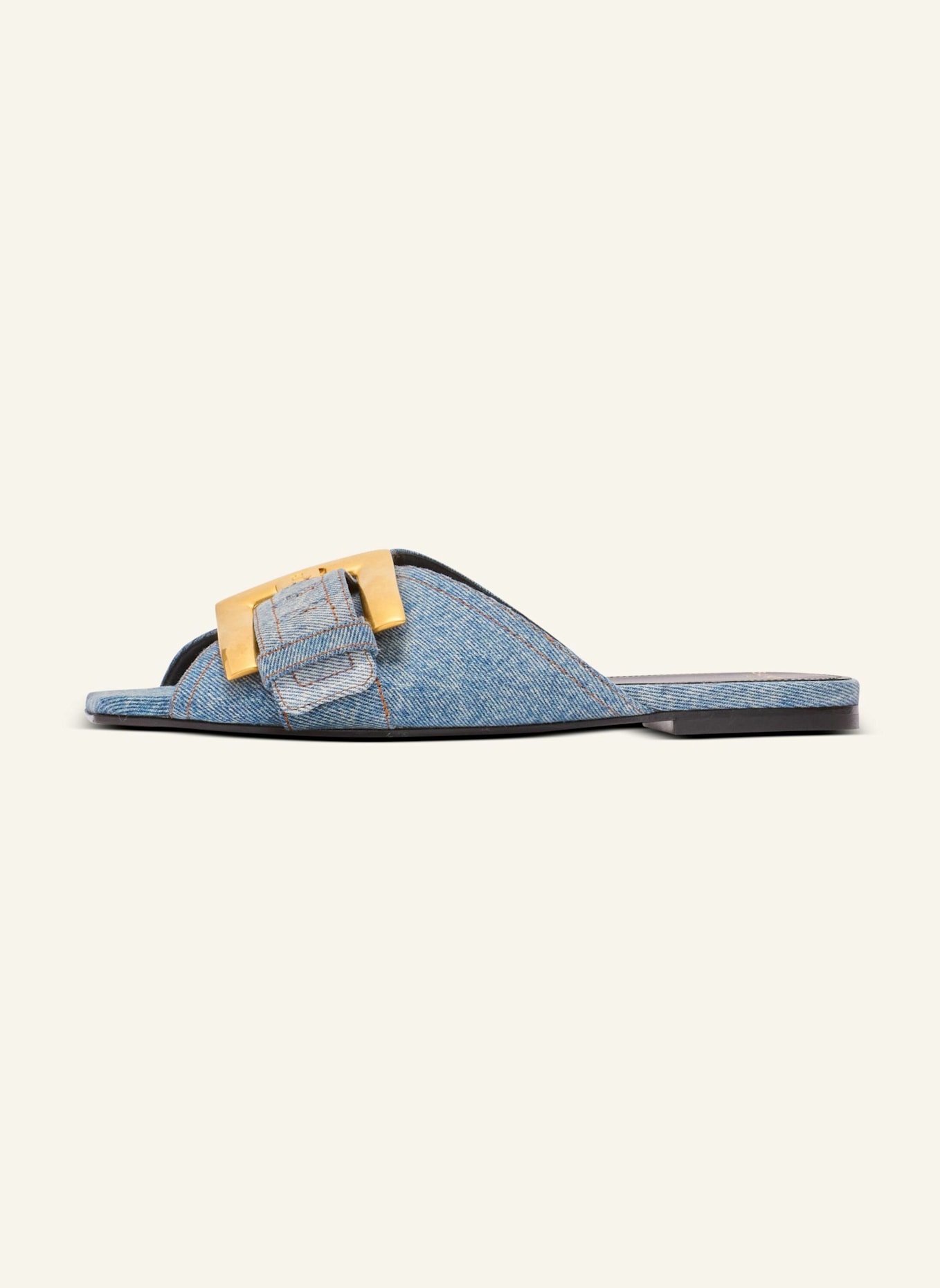 BALMAIN Flache Sandalen Anthem aus Denim: BLAU