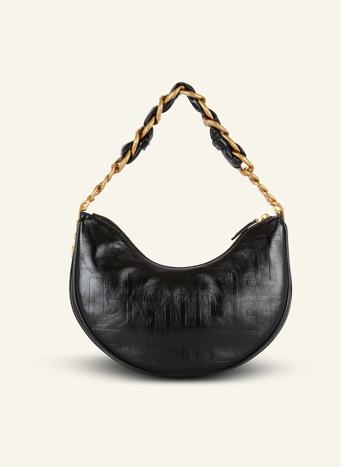 BALMAIN Tasche 1945 Soft Moon aus geknittertem Kalbsleder: SCHWARZ