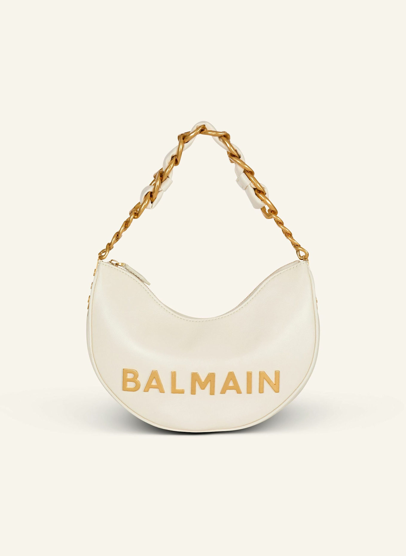BALMAIN Tasche 1945 Soft Moon aus geknittertem Kalbsleder: WEISS