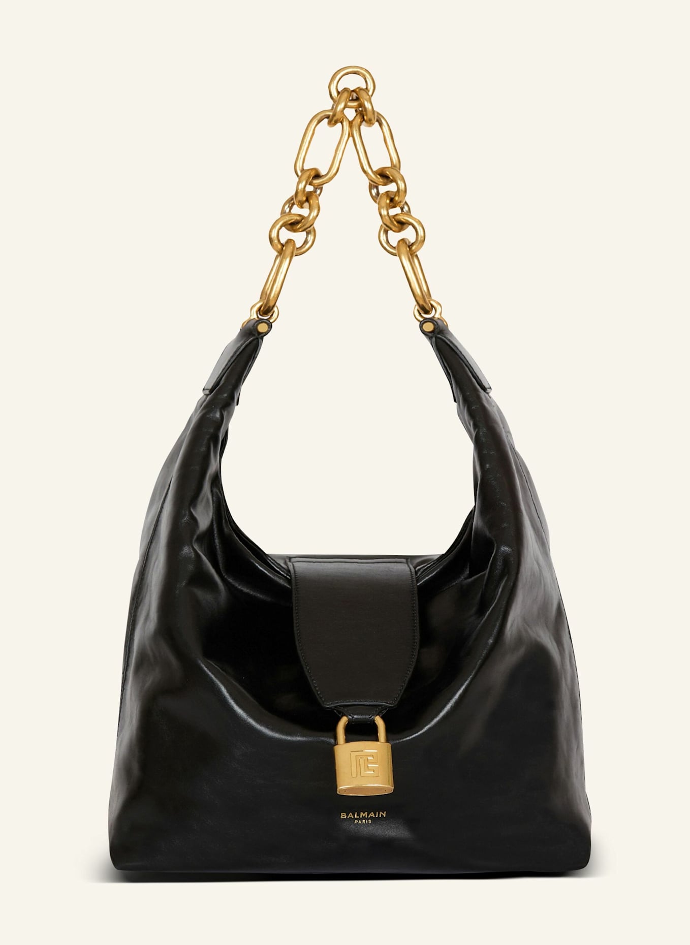 BALMAIN Sync Hobo Bag aus Kalbsleder: SCHWARZ