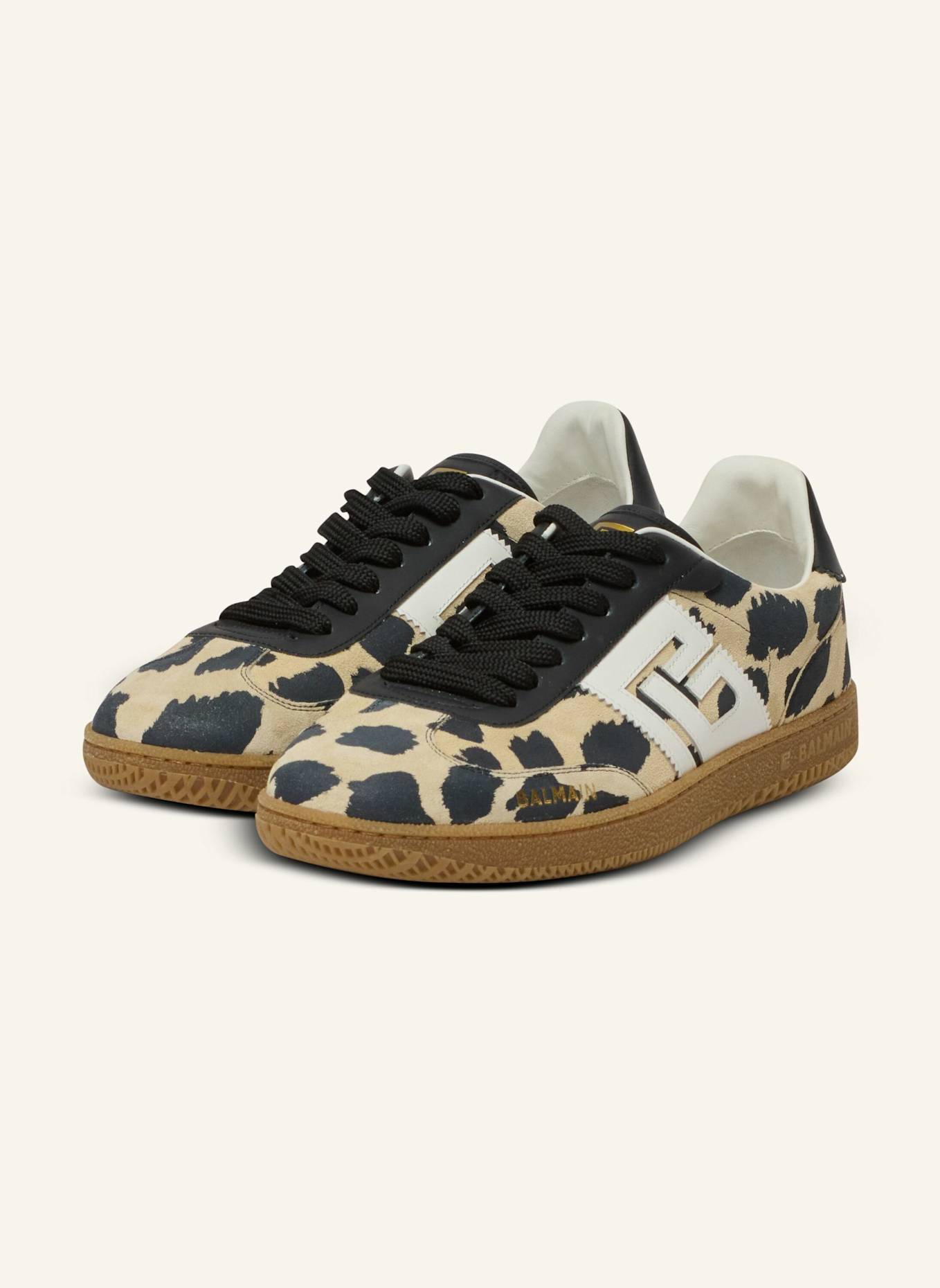 BALMAIN Sneakers Balmain Swan aus Wildleder mit Leoparden-Print: BRAUN