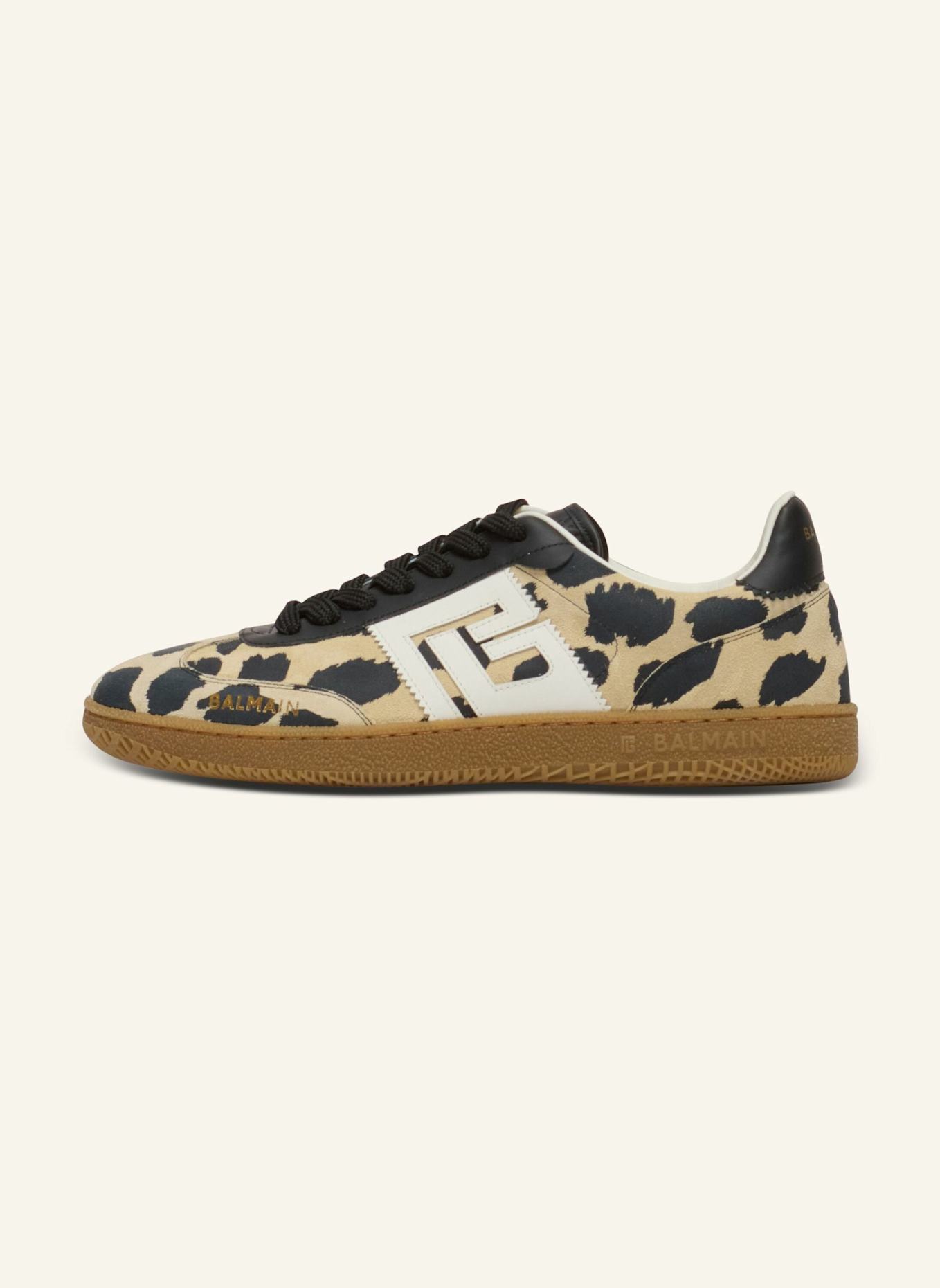 BALMAIN Sneakers Balmain Swan aus Wildleder mit Leoparden-Print: BRAUN