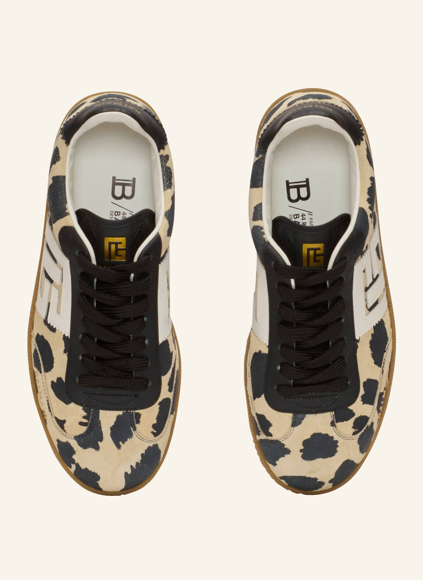 BALMAIN Sneakers Balmain Swan aus Wildleder mit Leoparden-Print: BRAUN