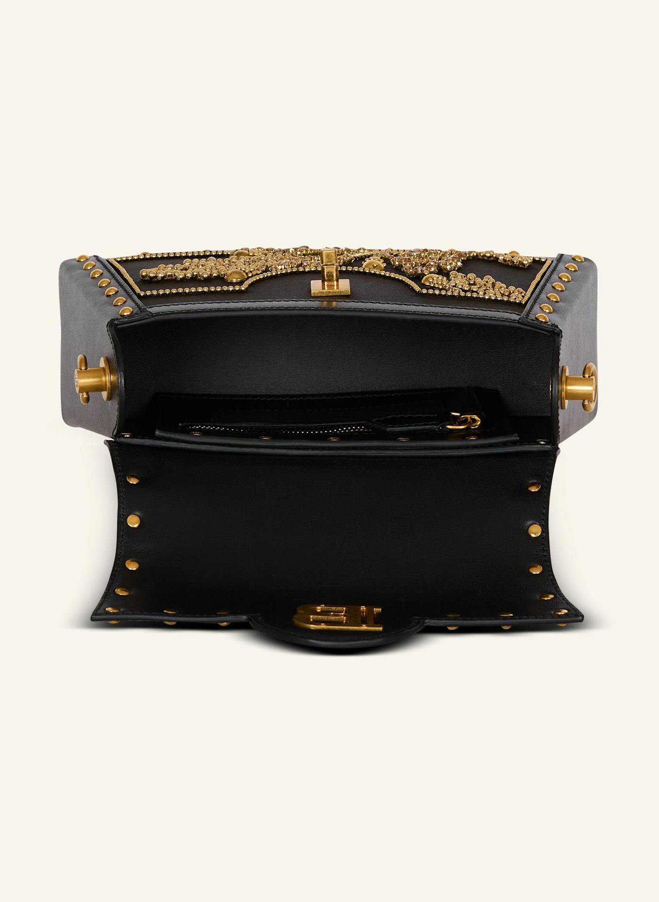 BALMAIN Tasche B-Buzz Dynasty aus besticktem Satin: SCHWARZ