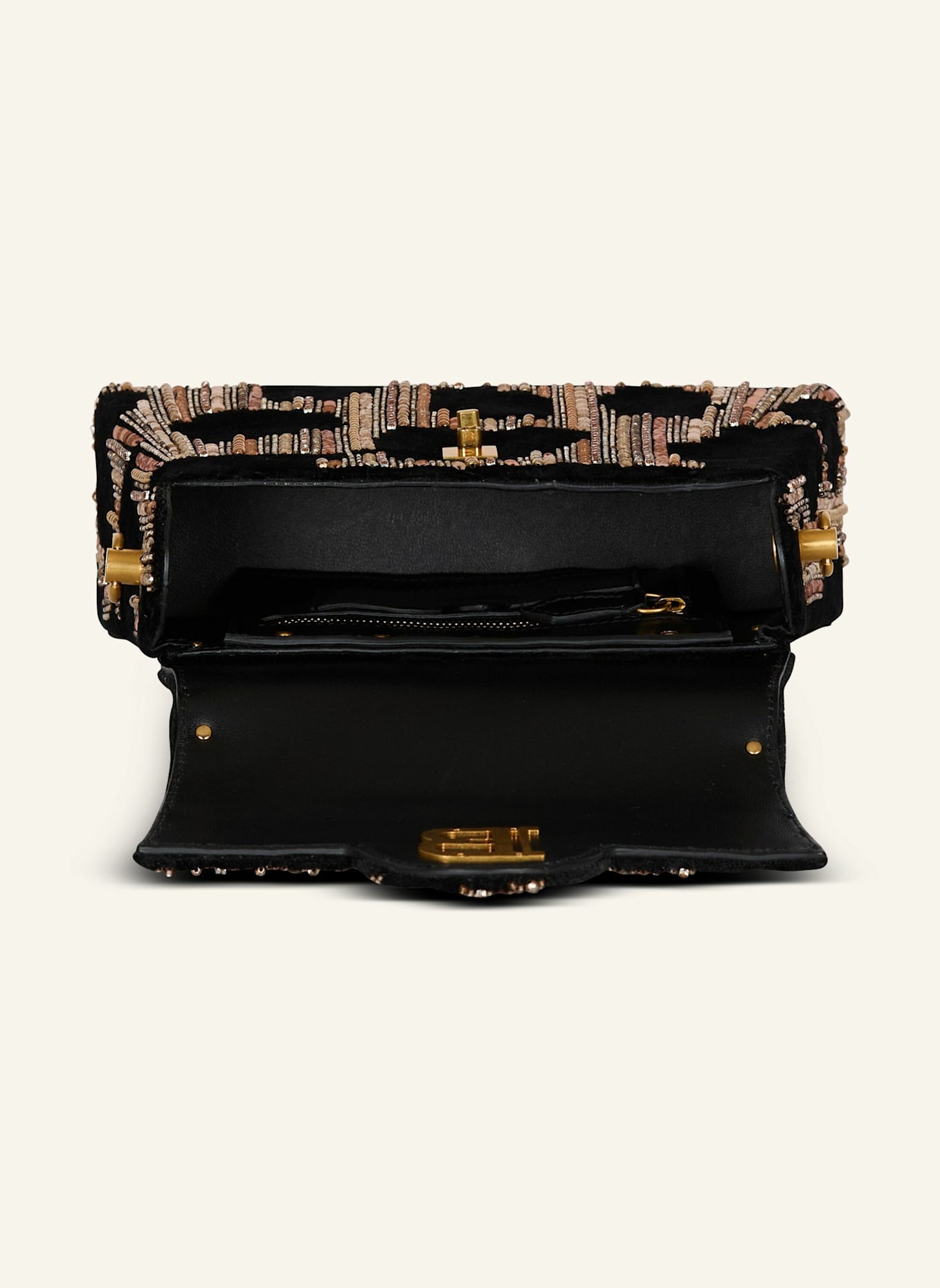 BALMAIN Tasche B-Buzz Dynasty aus besticktem Velours: SCHWARZ