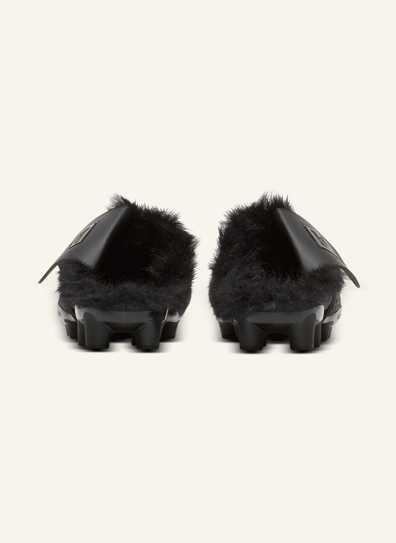 BALMAIN Pelzgefütterte Pantoletten Half Time aus technischen Materialien: SCHWARZ