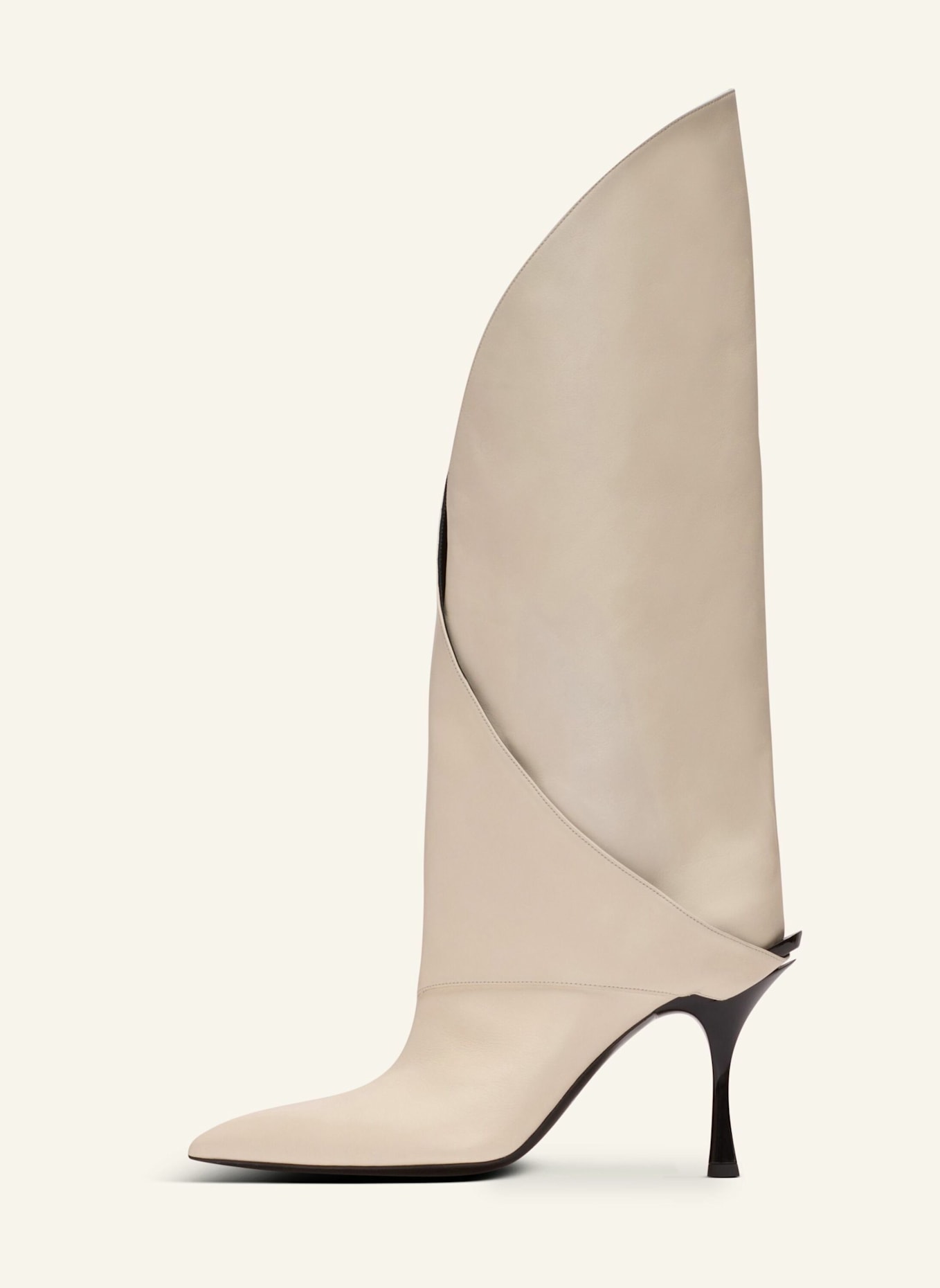 BALMAIN Twist Lederstiefel mit Absatz: BEIGE