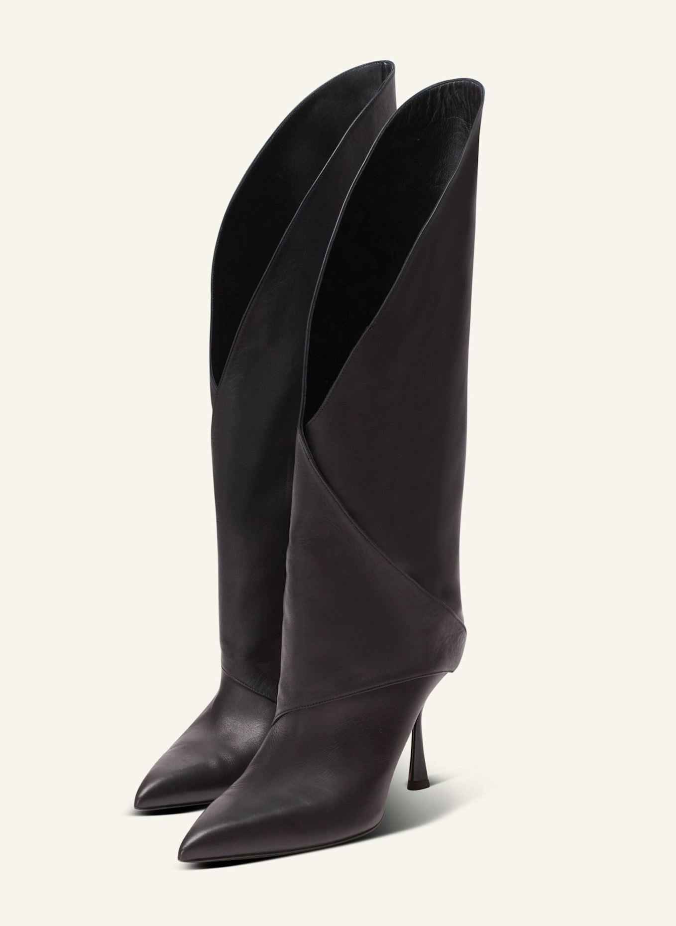 BALMAIN Twist Lederstiefel mit Absatz: SCHWARZ