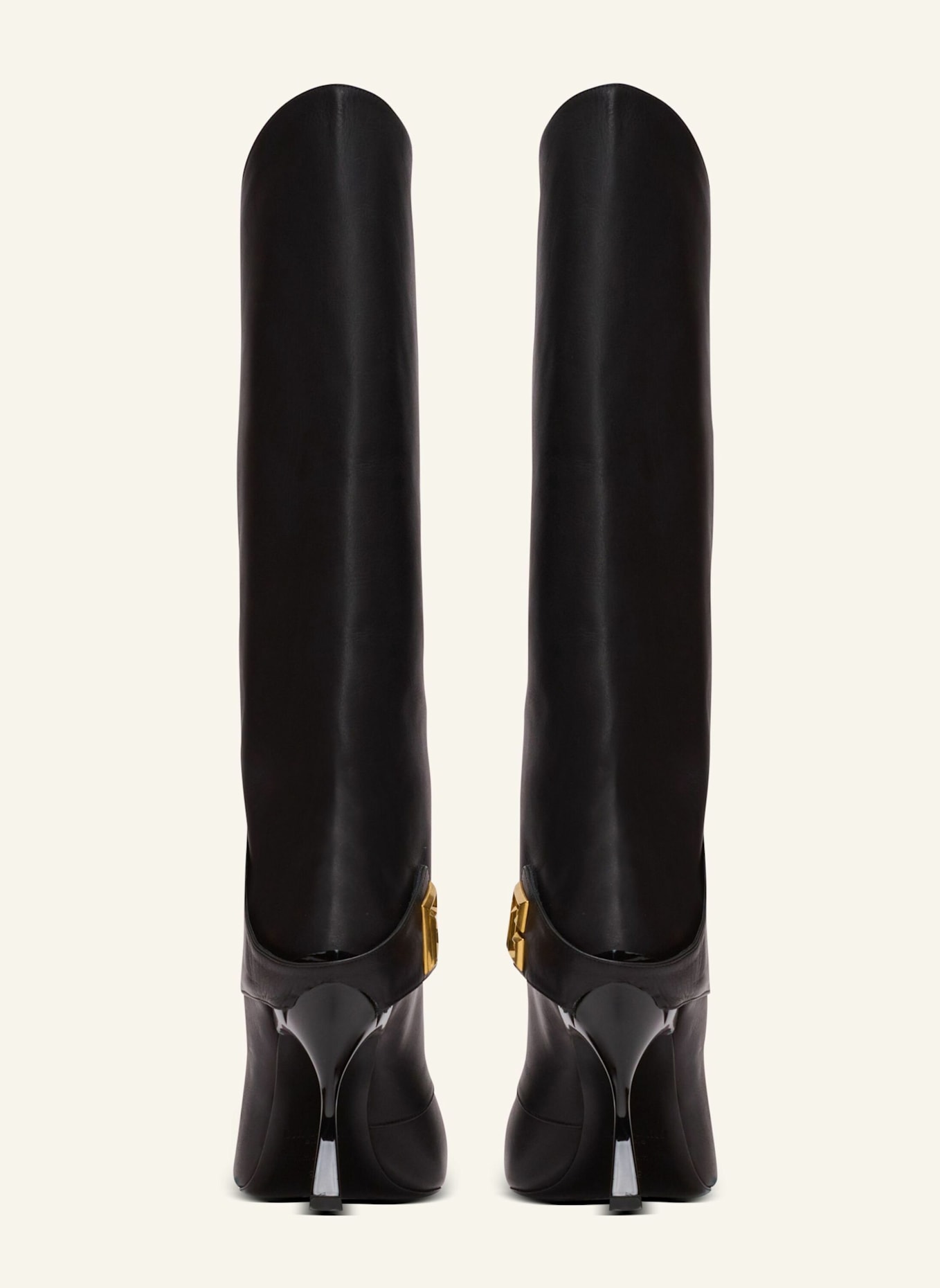 BALMAIN Twist Lederstiefel mit Absatz: SCHWARZ