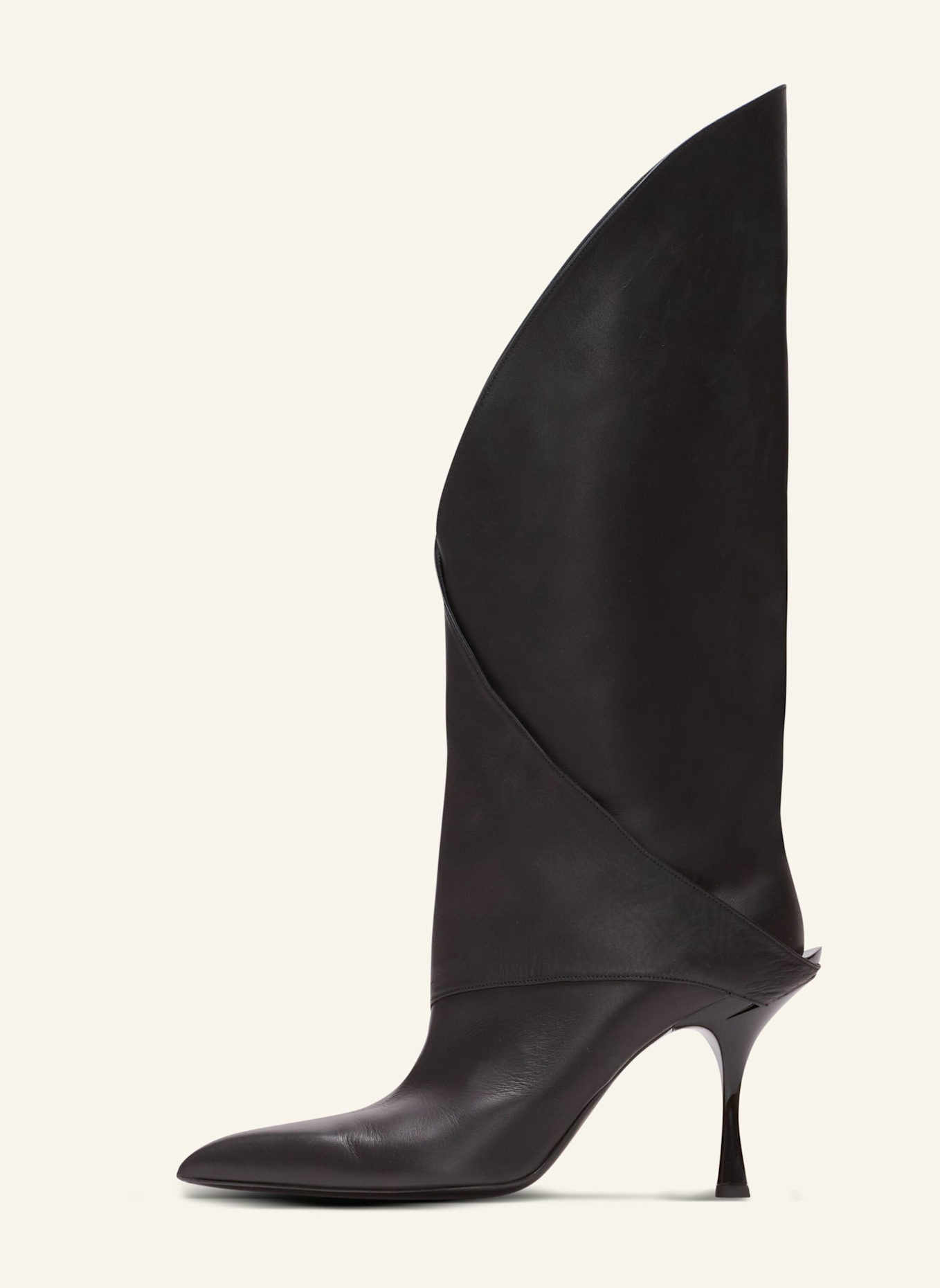 BALMAIN Twist Lederstiefel mit Absatz: SCHWARZ