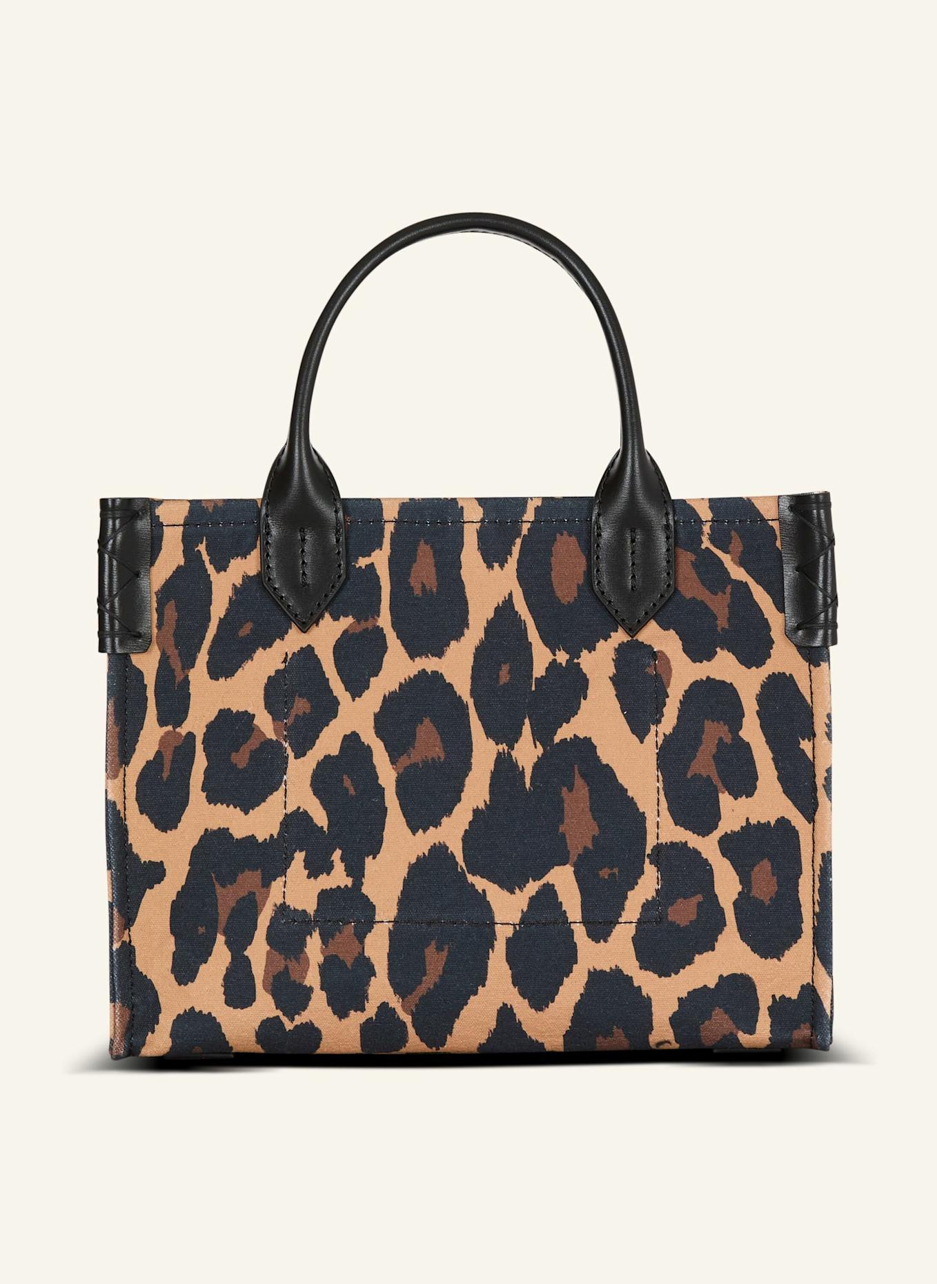 BALMAIN Kleiner Shopper B-Army aus Canvas mit Leoparden-Print: BRAUN