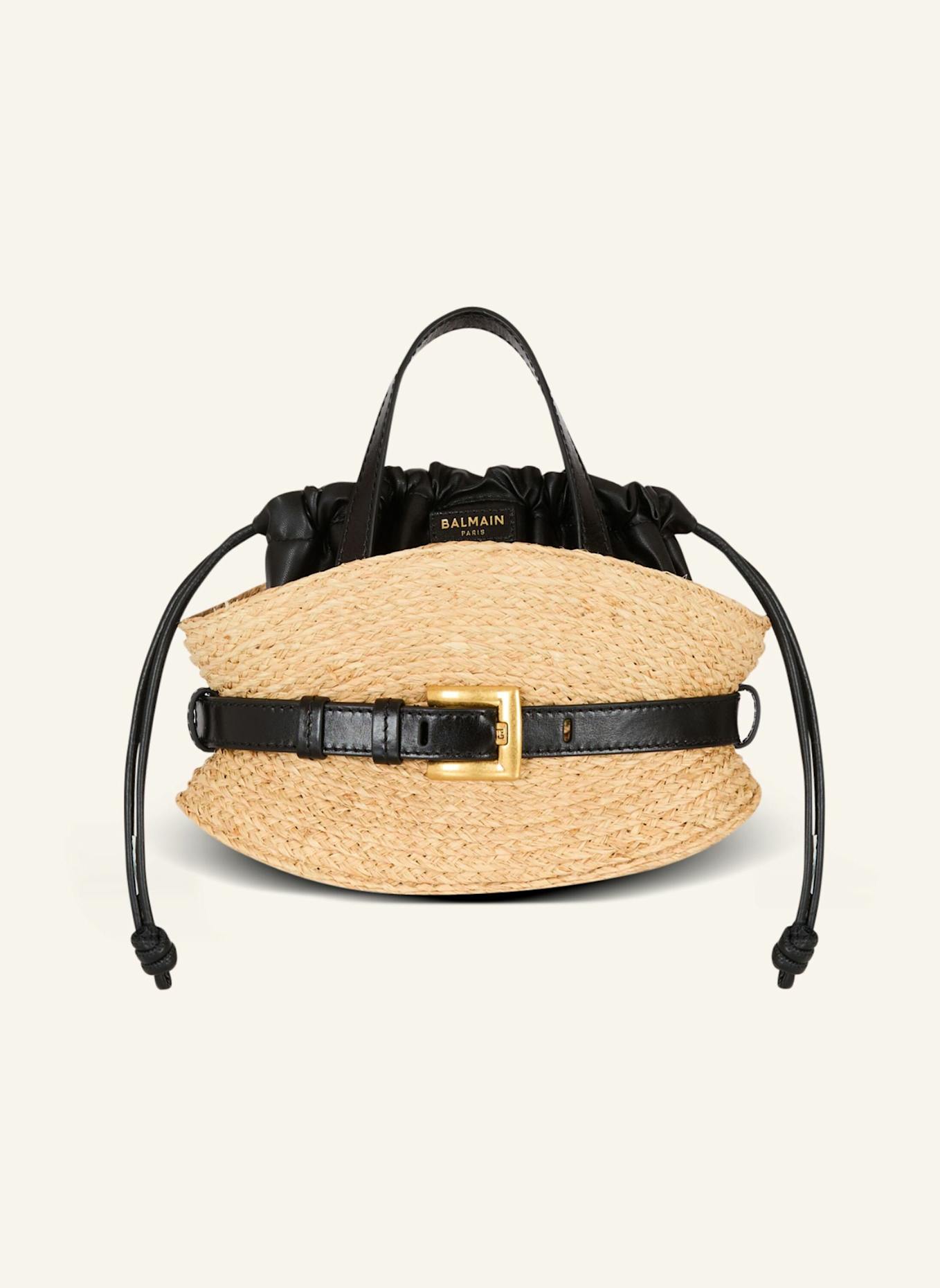 BALMAIN Mini-Tasche Shuffle aus Bast: BRAUN