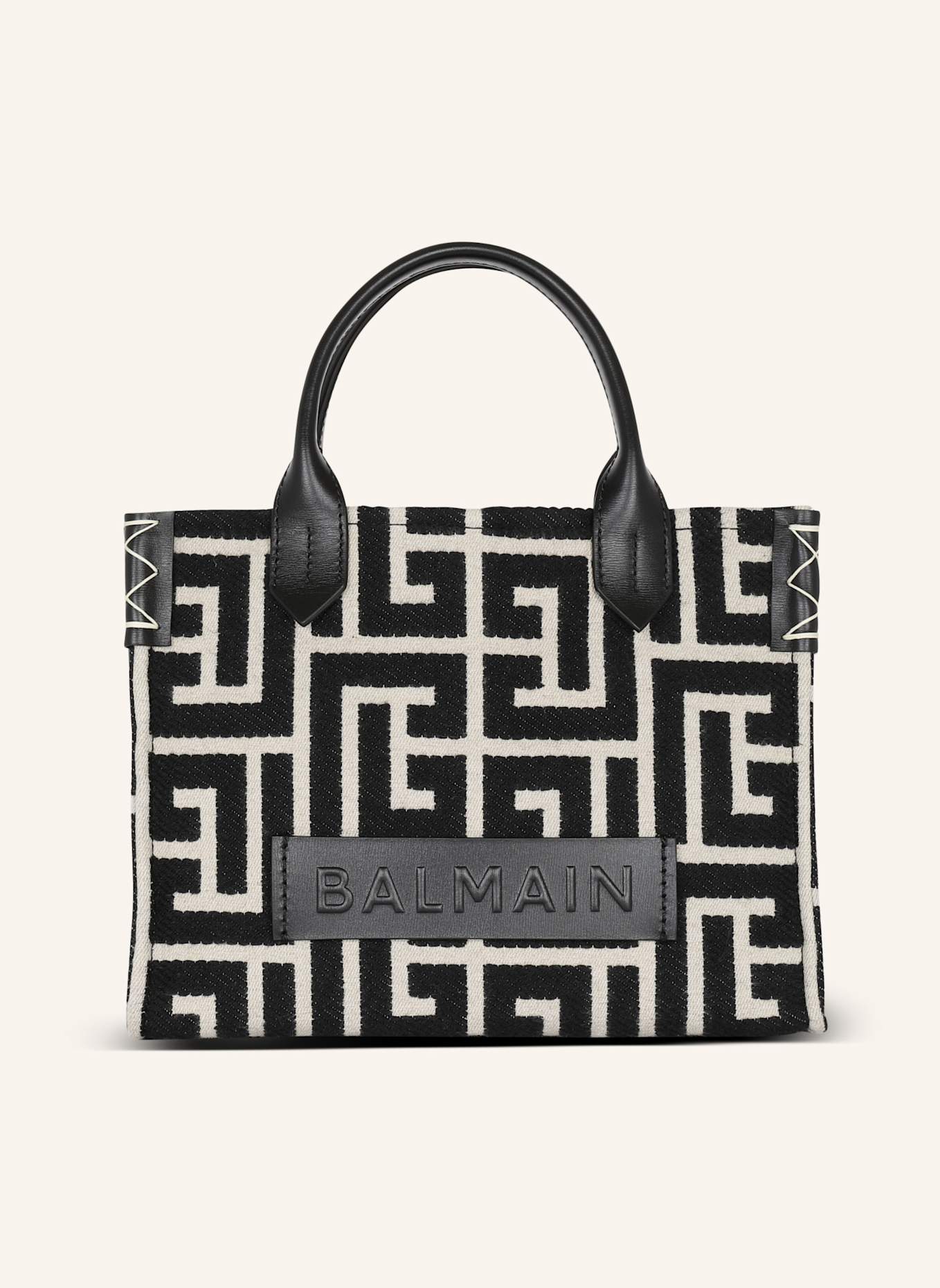 BALMAIN Shopper B-Army aus Monogramm-Jacquard und Leder: SCHWARZ