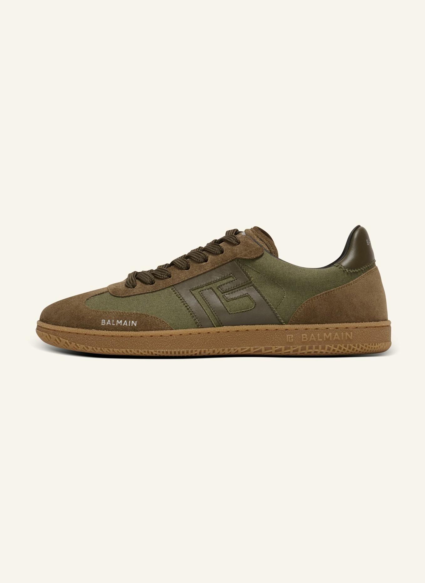 BALMAIN Sneakers Balmain Swan aus Leder und Canvas: KHAKI