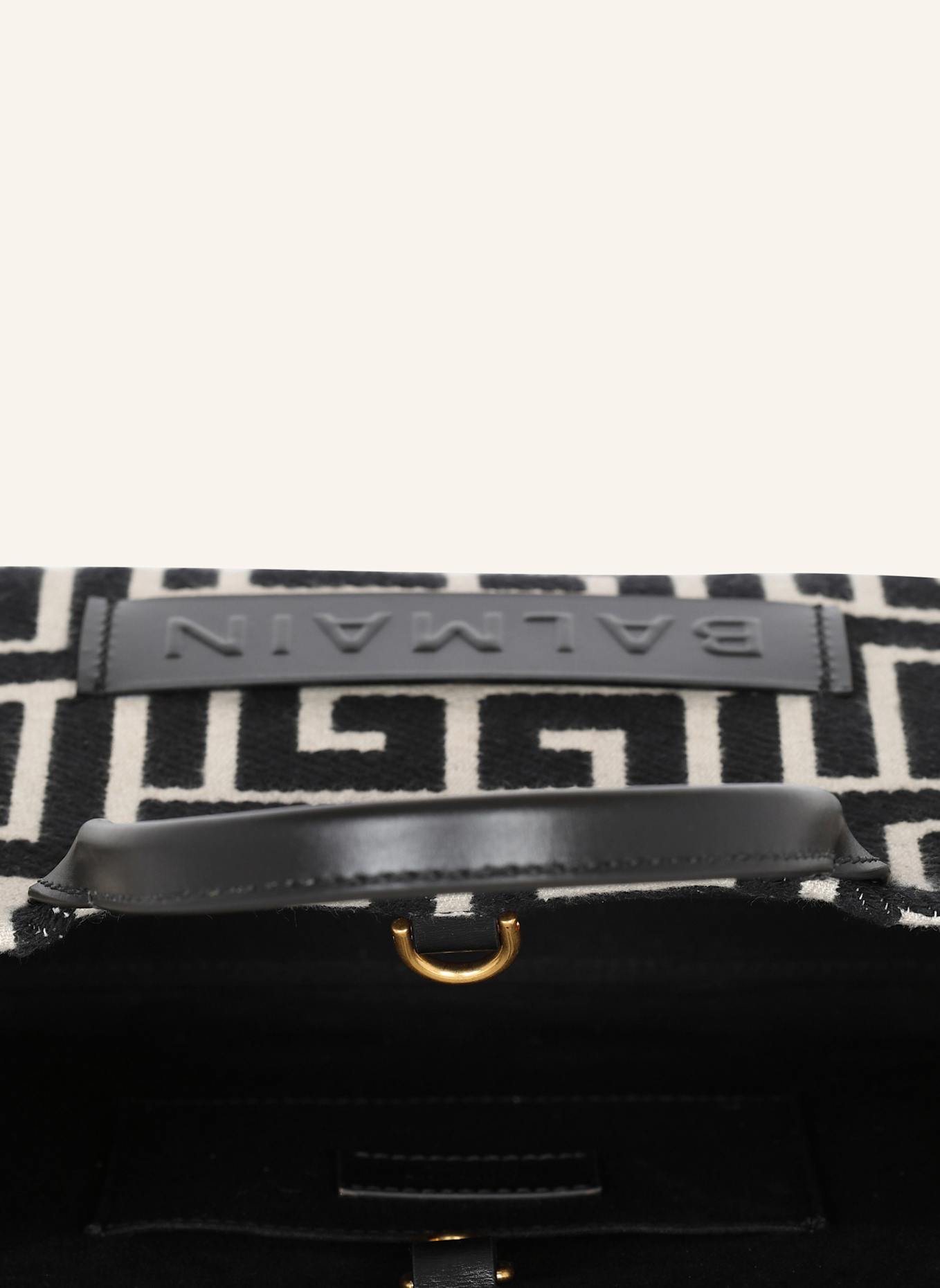 BALMAIN Shopper B-Army aus Monogramm-Jacquard und Leder: SCHWARZ