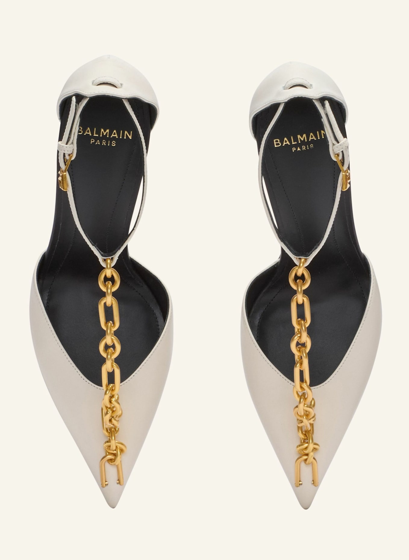 BALMAIN Sync Pumps aus Leder mit spitzer Zehenpartie: BEIGE