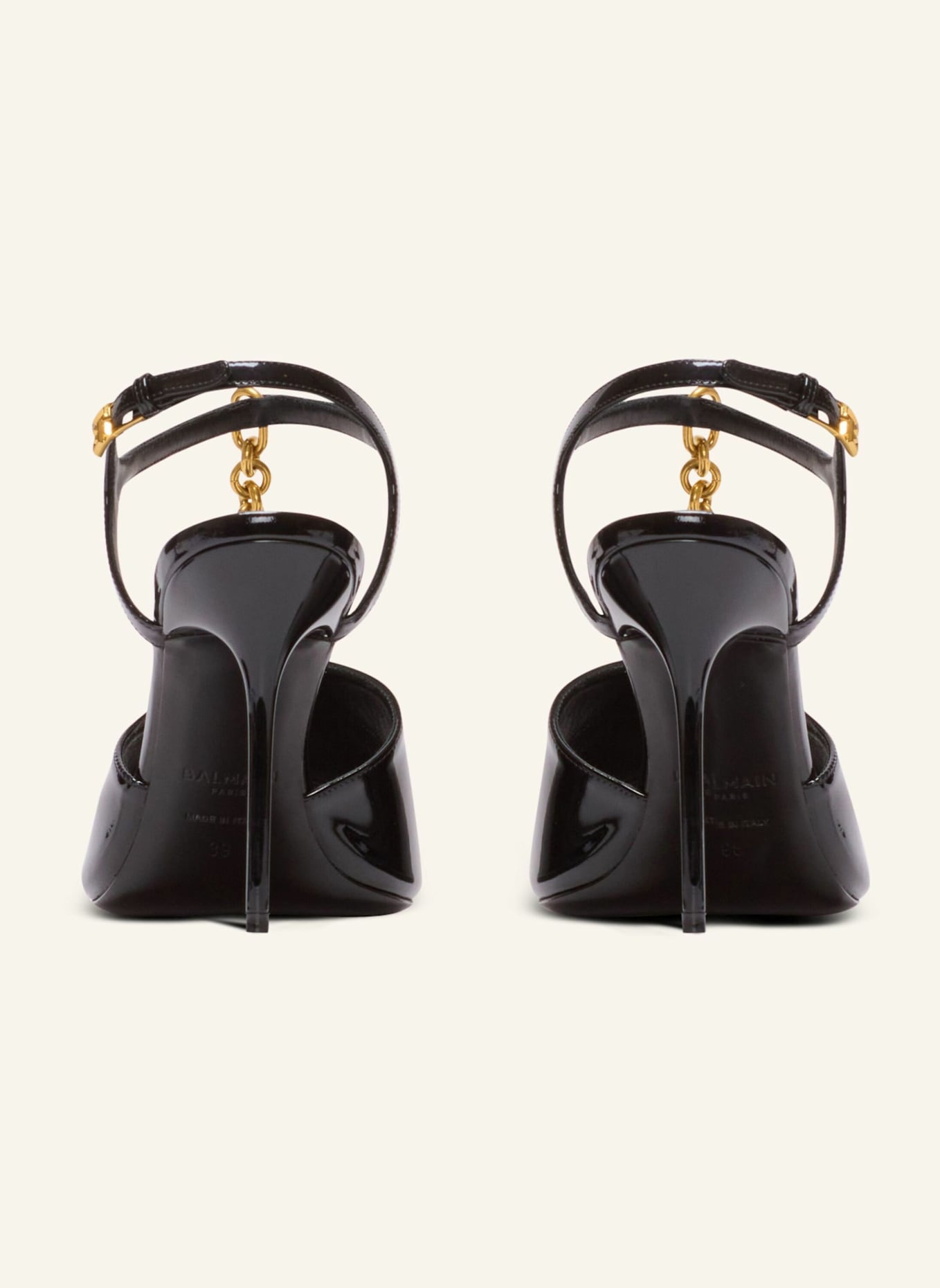BALMAIN Sync Sandalen aus Lackleder mit Absatz: SCHWARZ