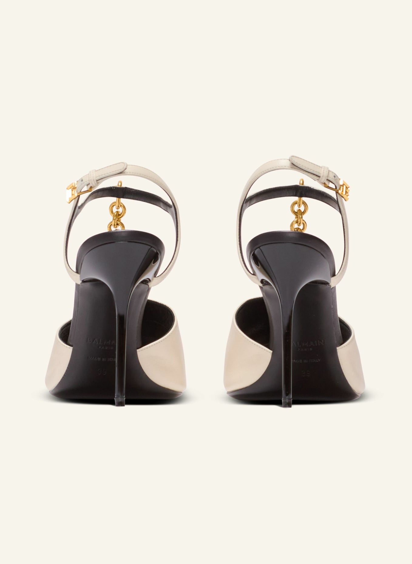 BALMAIN Sync Sandalen aus Leder mit Absatz: BEIGE