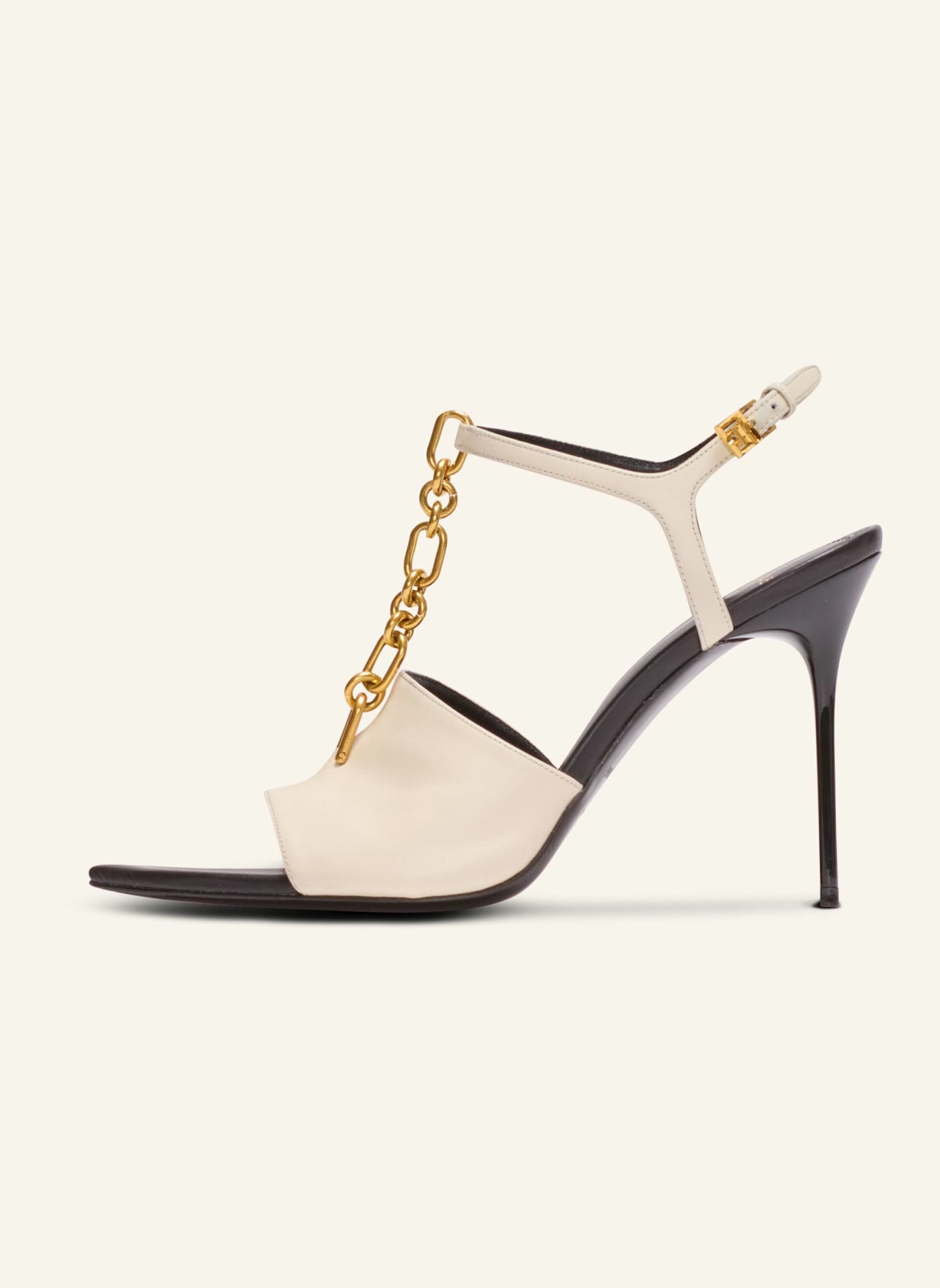 BALMAIN Sync Sandalen aus Leder mit Absatz: BEIGE