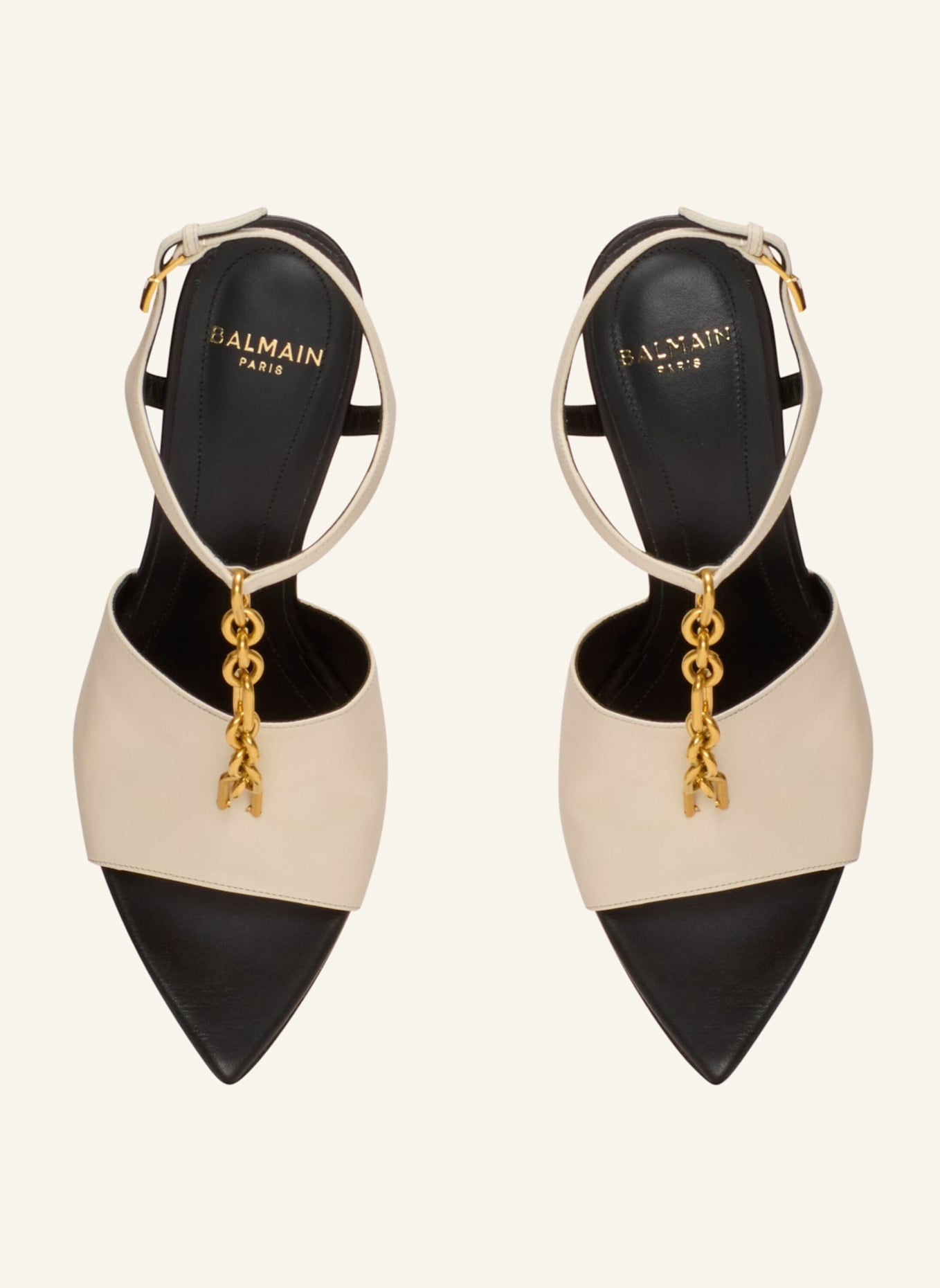 BALMAIN Sync Sandalen aus Leder mit Absatz: BEIGE