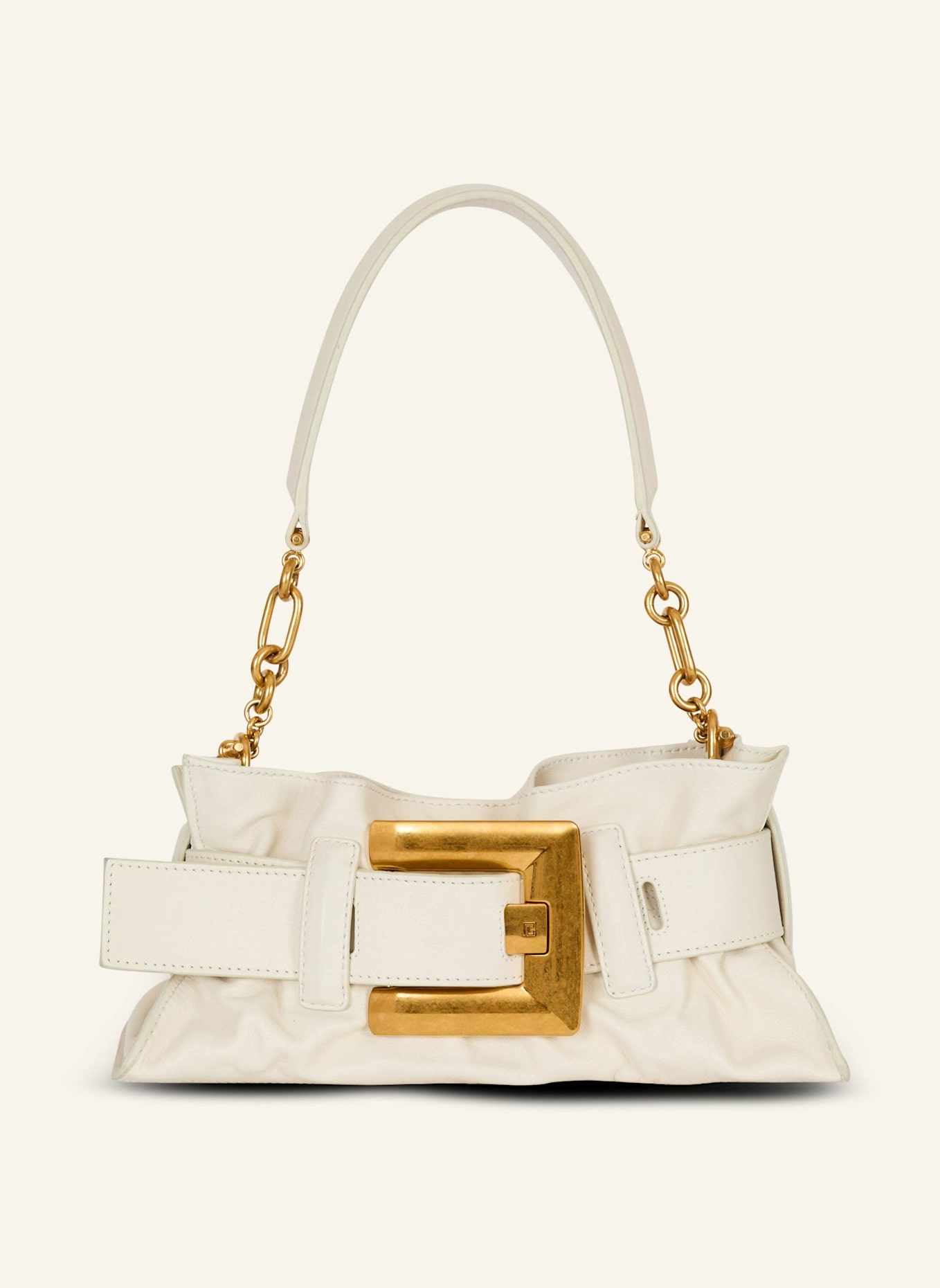 BALMAIN Anthem Mini-Schultertasche aus Leder: WEISS