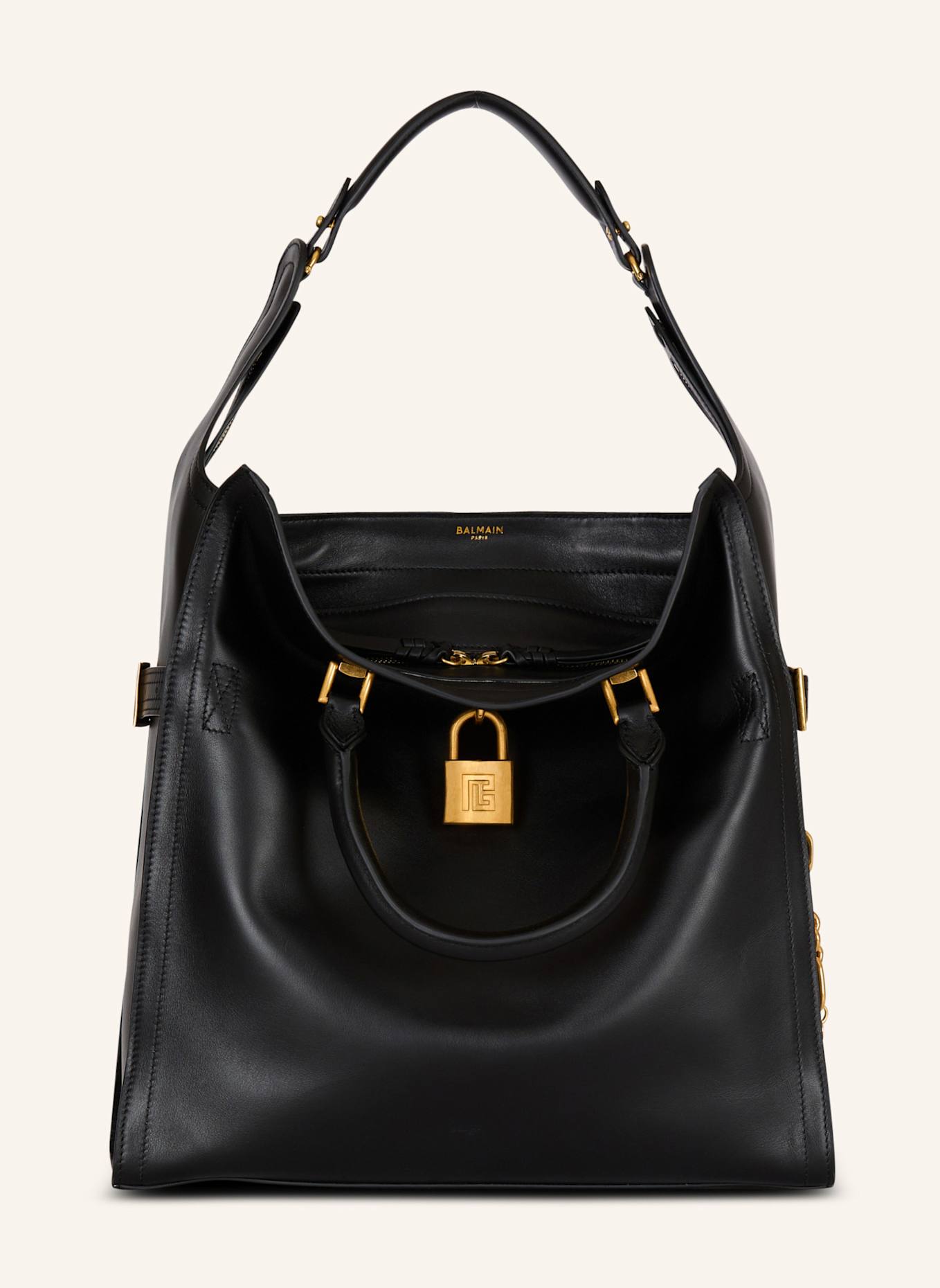 BALMAIN Großer Shopper Pulse aus gewachstem Kalbsleder: SCHWARZ