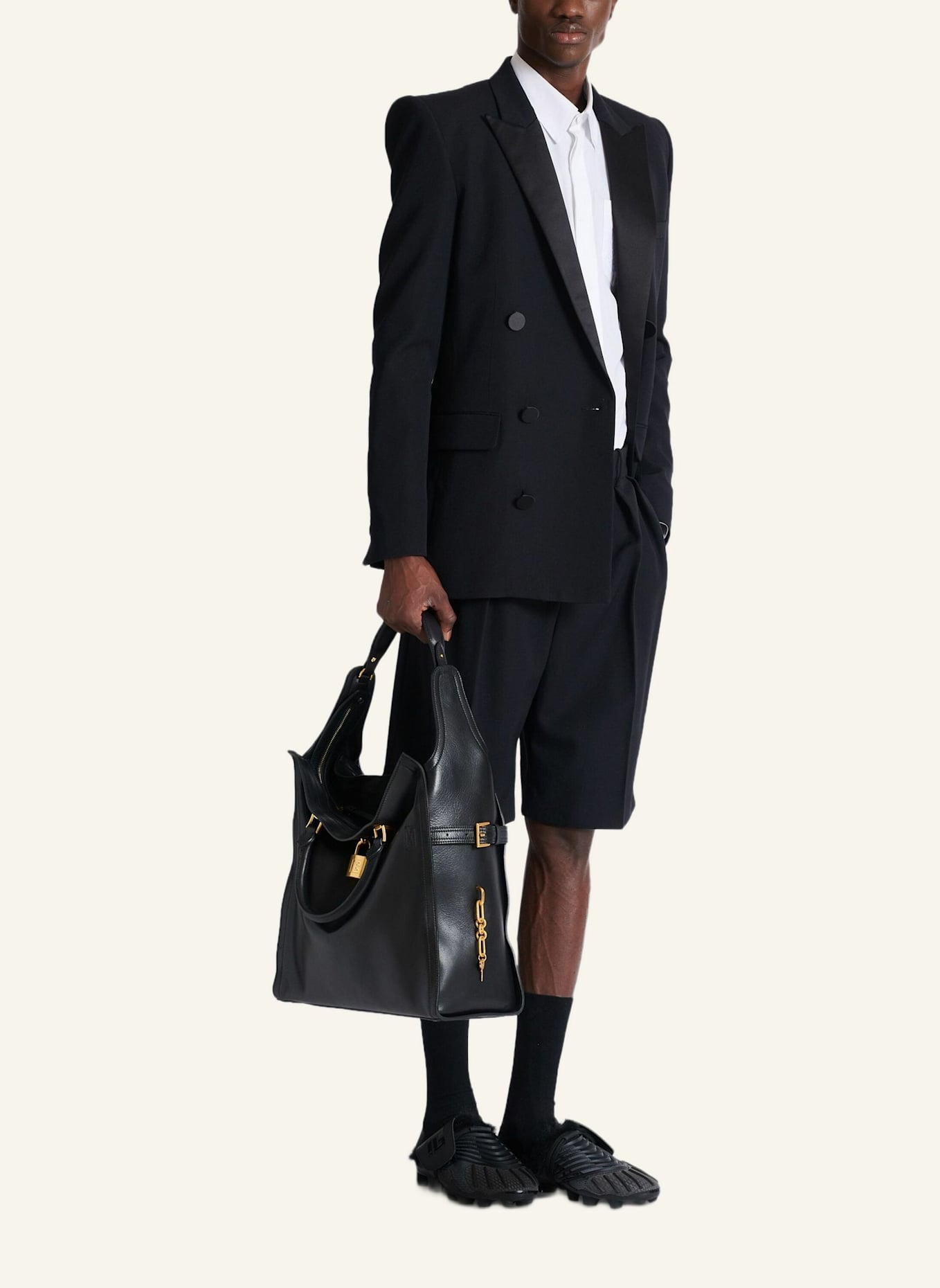 BALMAIN Großer Shopper Pulse aus gewachstem Kalbsleder: SCHWARZ