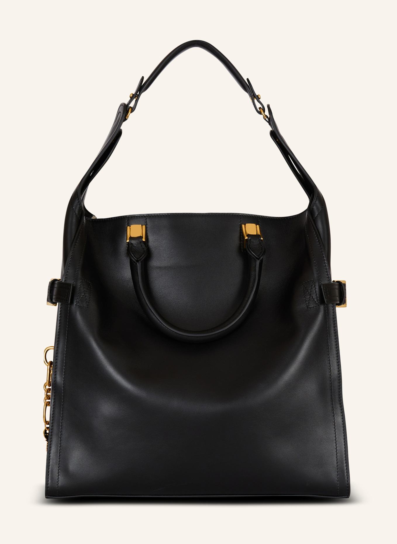 BALMAIN Großer Shopper Pulse aus gewachstem Kalbsleder: SCHWARZ