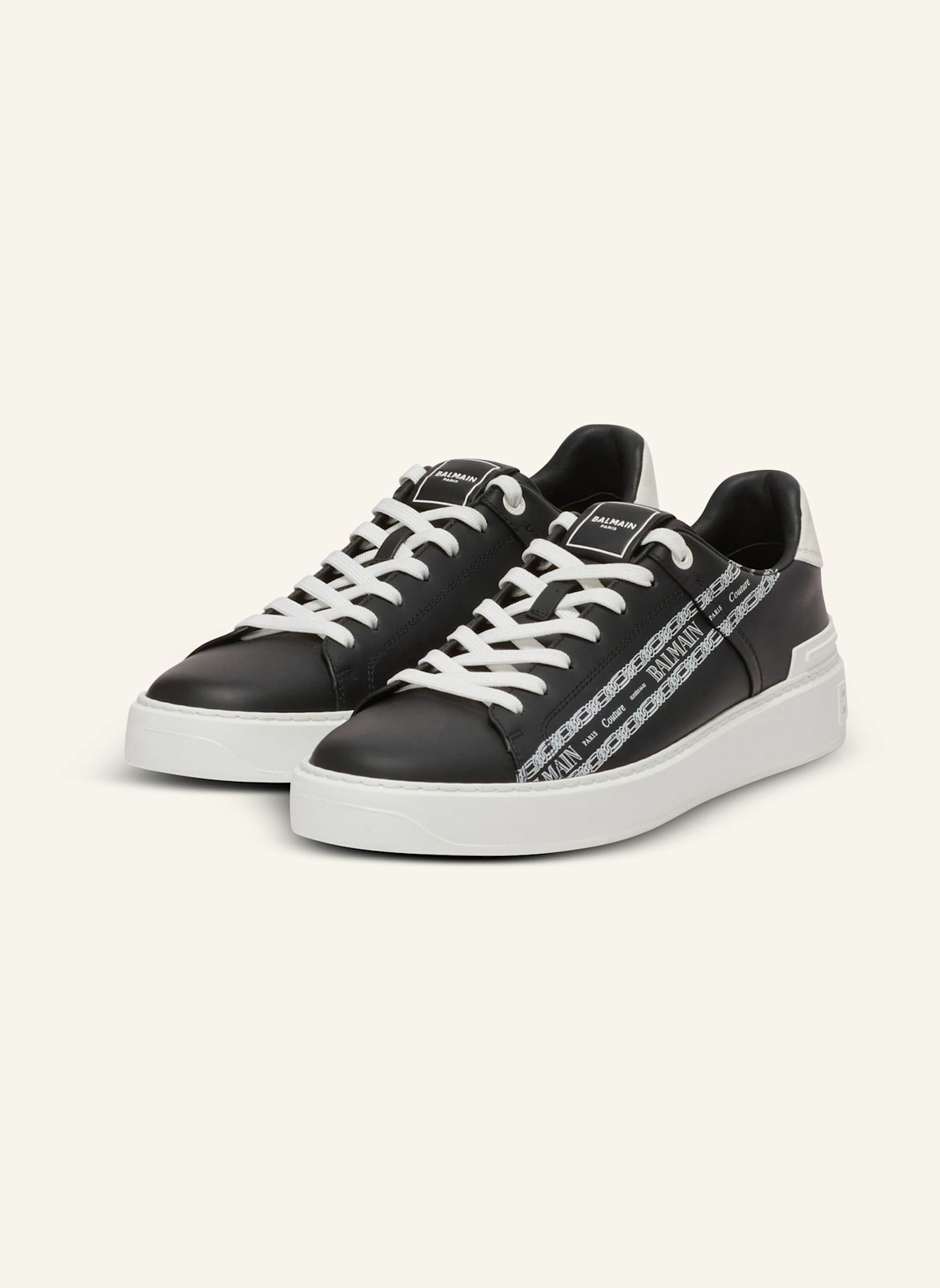 BALMAIN Sneakers B-Court aus bedrucktem Kalbsleder: SCHWARZ