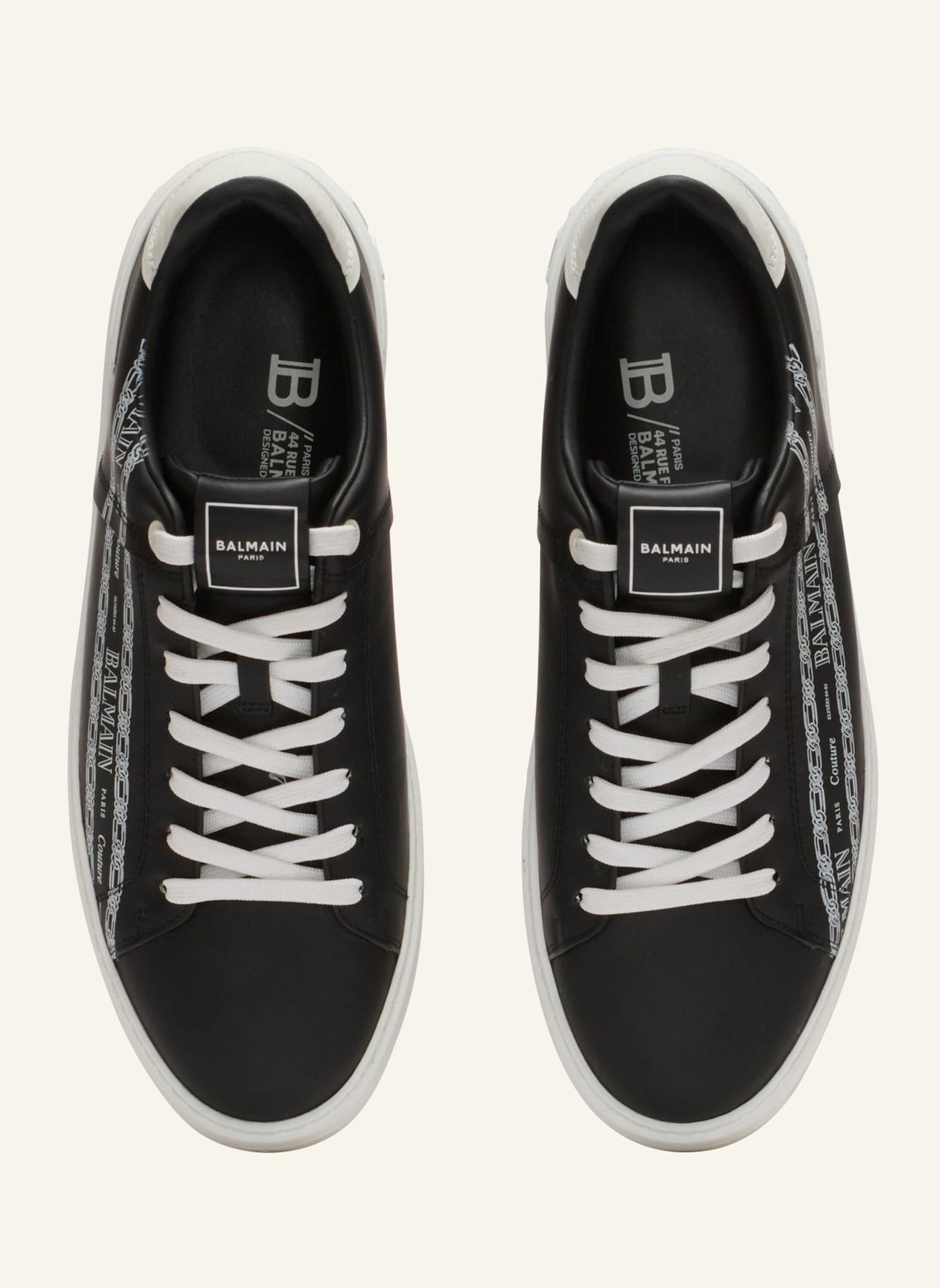 BALMAIN Sneakers B-Court aus bedrucktem Kalbsleder: SCHWARZ