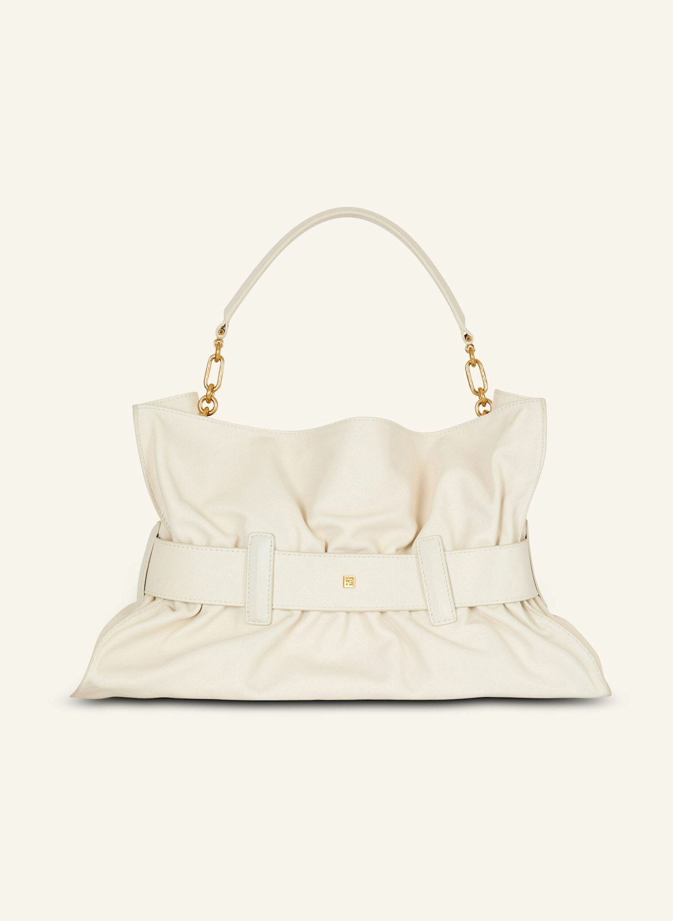 BALMAIN Anthem Schultertasche mittelgroß aus Leder: WEISS
