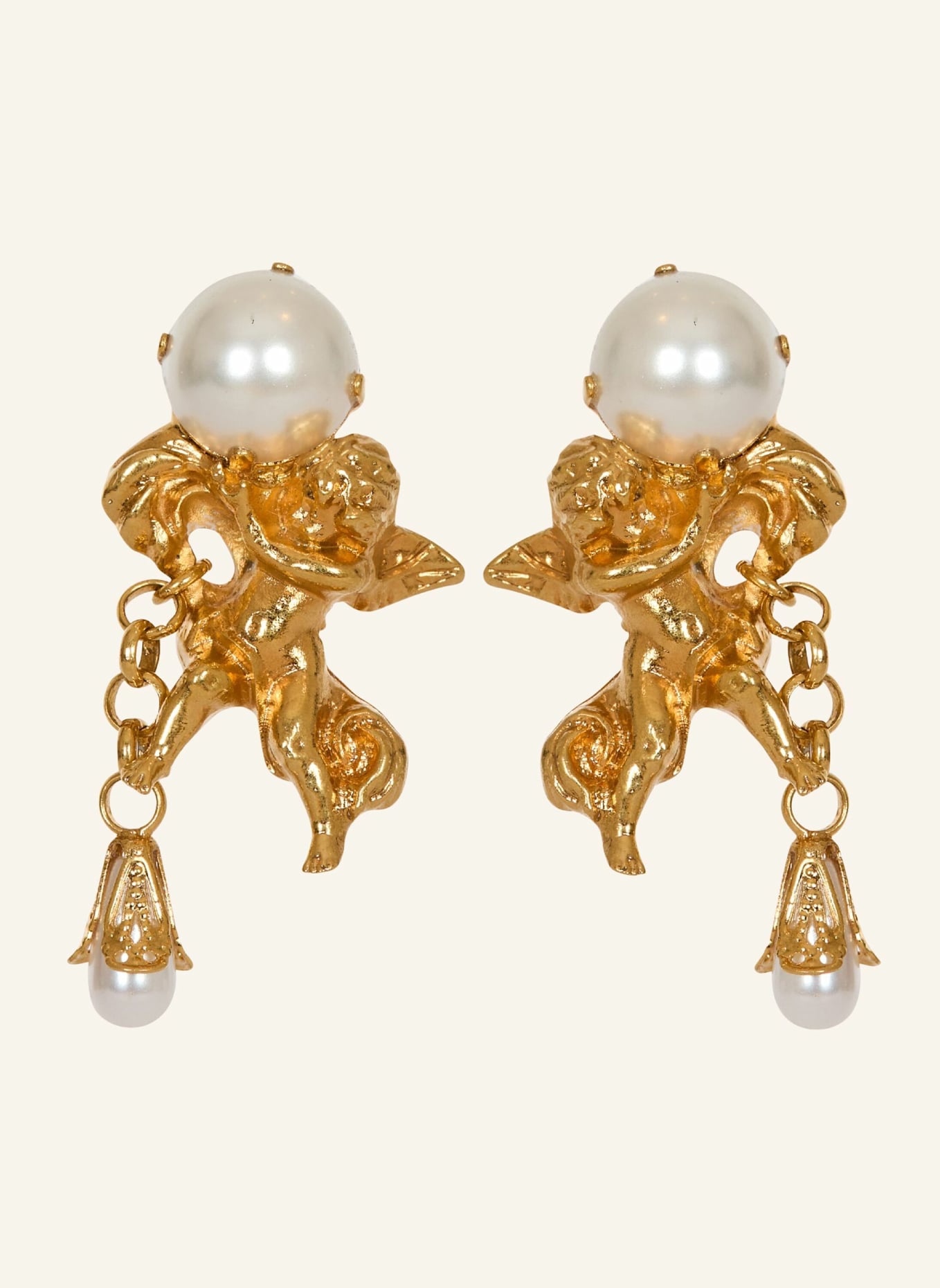 BALMAIN Anges barocke Ohrringe aus Messing: WEISS