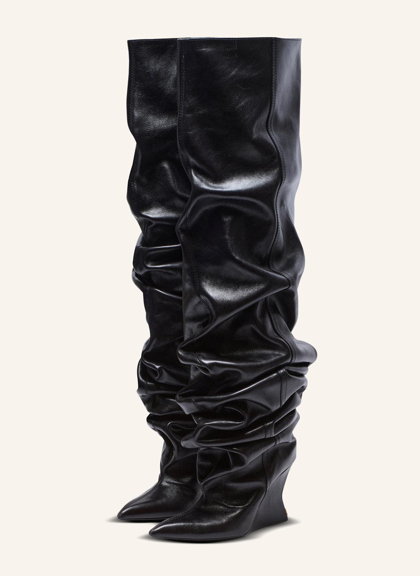 BALMAIN Overknee-Stiefel mit Keilabsatz: SCHWARZ