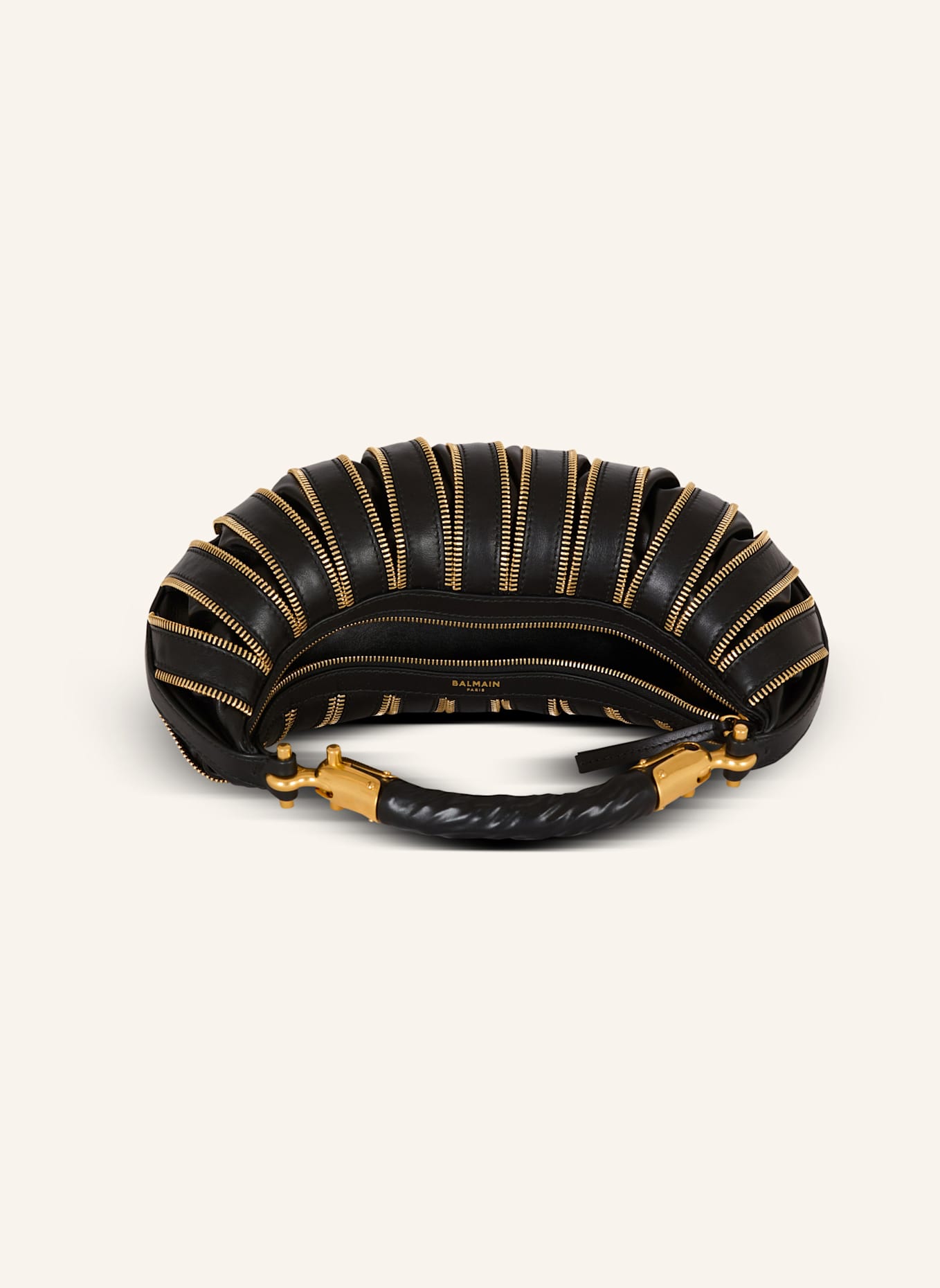 BALMAIN Mittelgroße Tasche Ebene mit Reißverschlüssen aus Kalbsleder: SCHWARZ