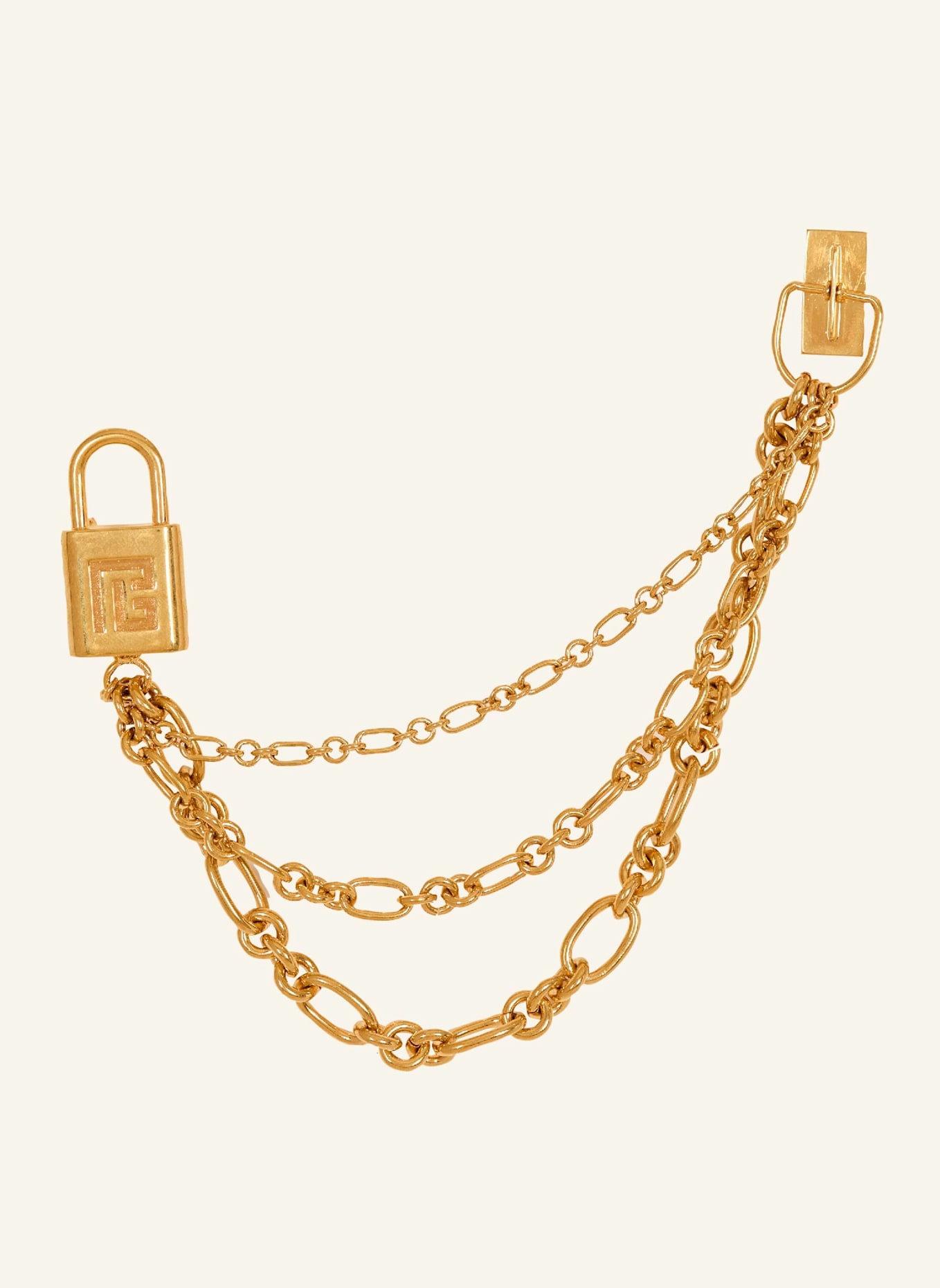 BALMAIN Sync Brosche aus Messing mit Ketten: GOLD