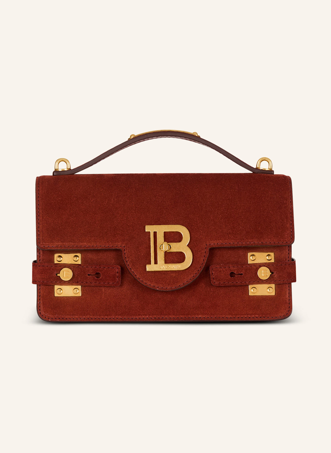 BALMAIN Schultertasche B-Buzz 24 aus Wildleder: ROT