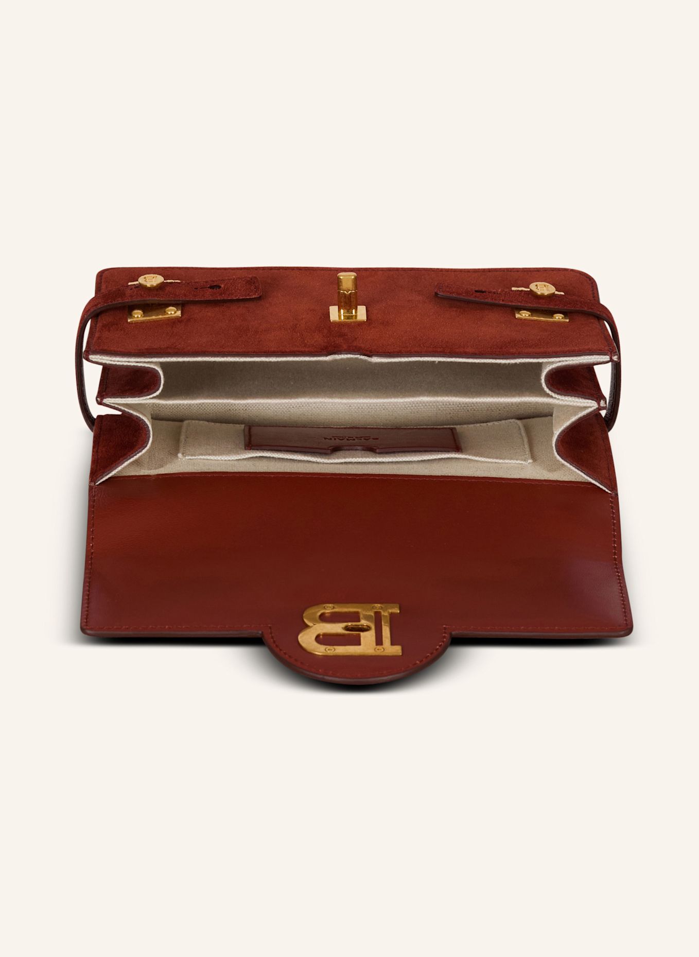 BALMAIN Schultertasche B-Buzz 24 aus Wildleder: ROT