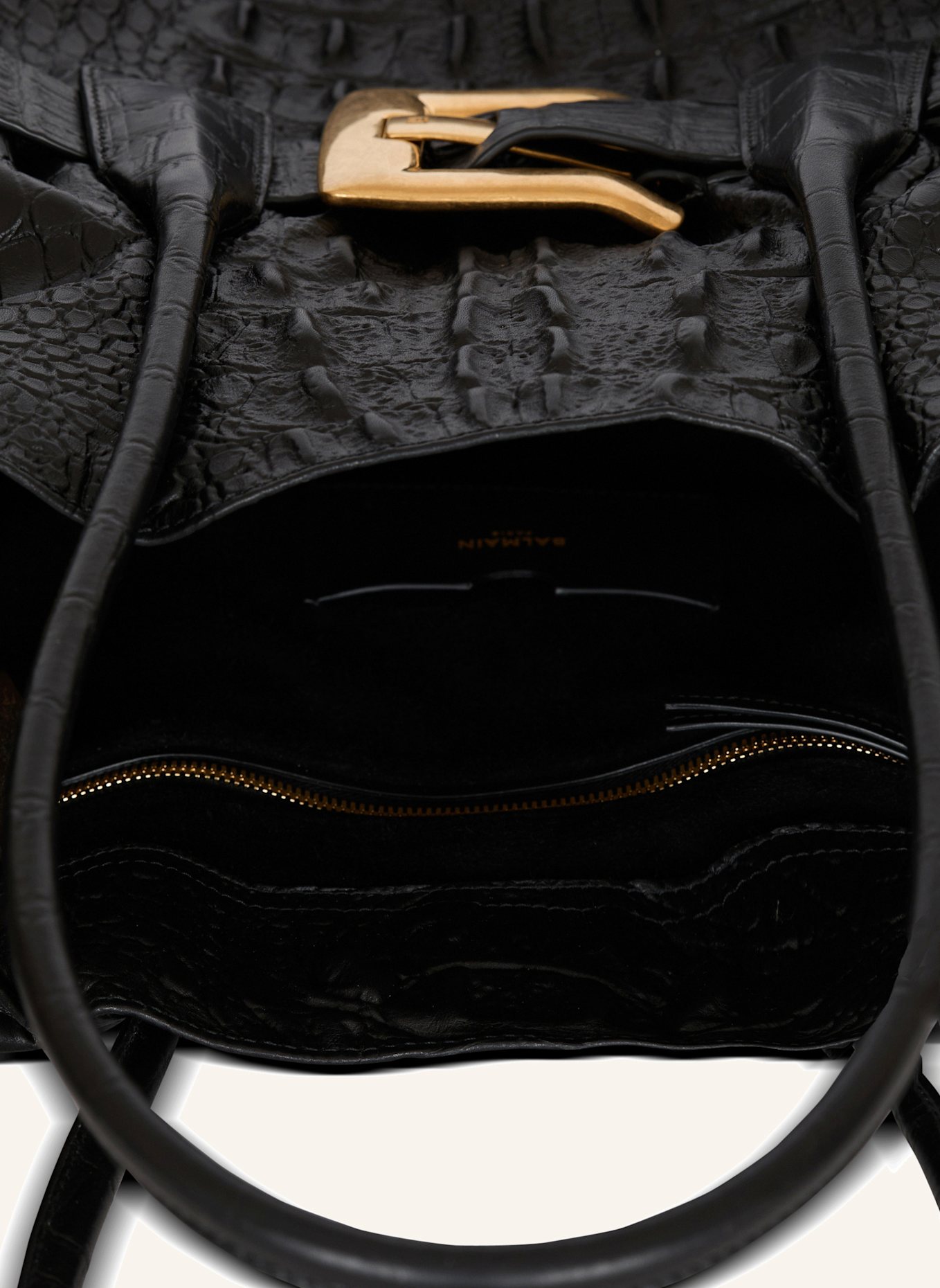 BALMAIN XL-Tasche Anthem aus Kalbsleder mit Kroko-Prägung: SCHWARZ